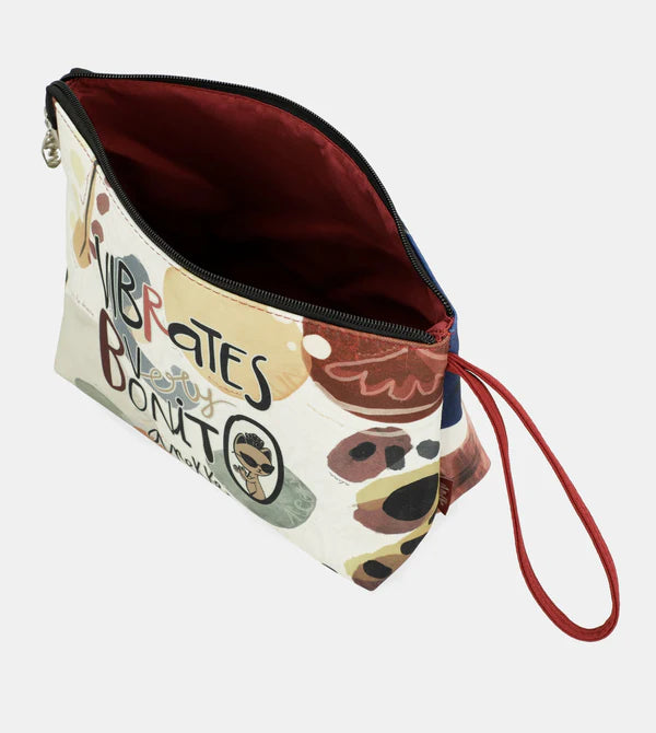 Pochette Anekke con stampa artistica e cinturino da polso