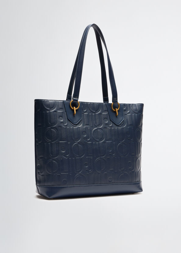 Borsa Shopper Donna Liu Jo con Logo in Rilievo e Catena Decorativa BLU TU | Giò Fashion
