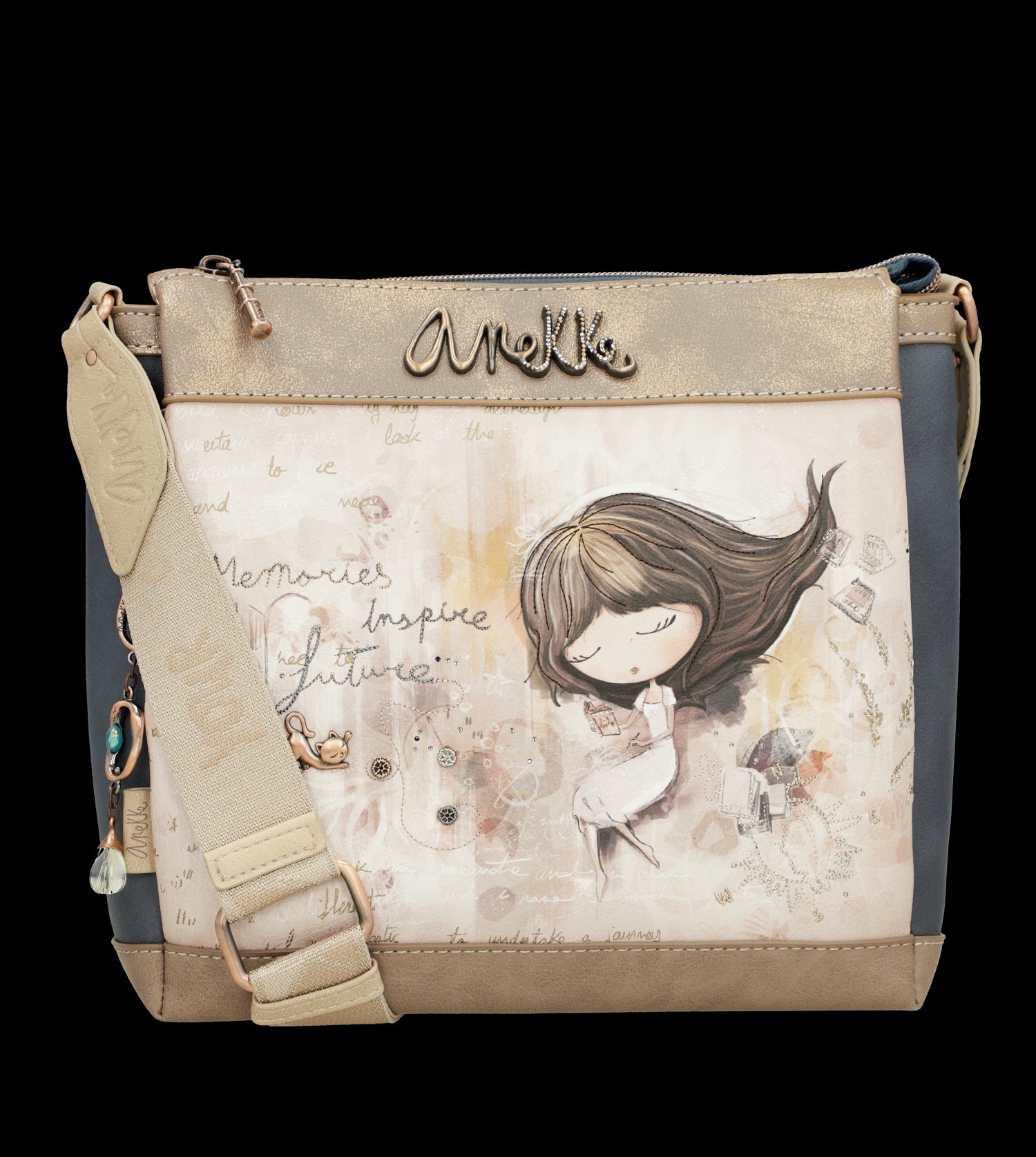 Borsa a tracolla Anekke elegante e pratica con dettagli artistici
