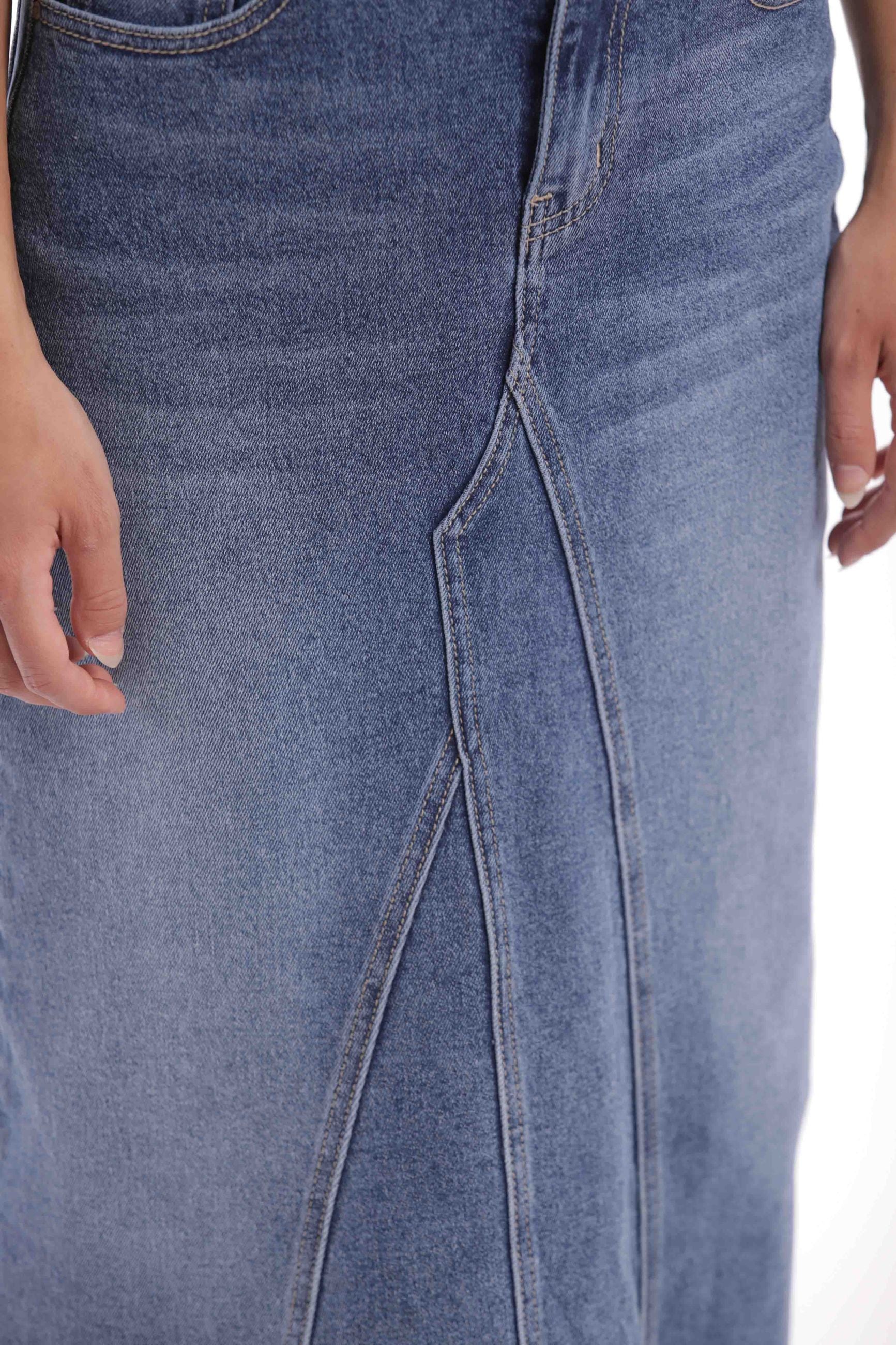 Mimi Mua Gonna Longuette in Jeans a Vita Regular