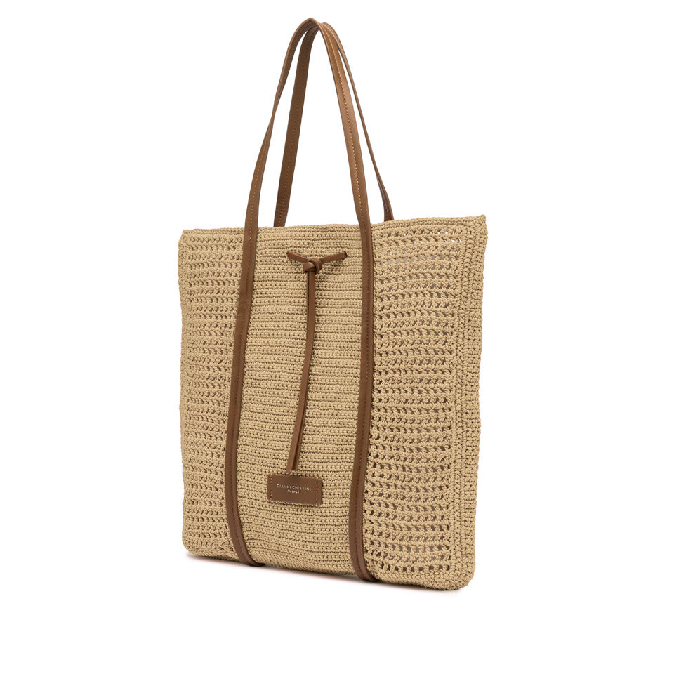 Shopping bag Gianni Chiarini in tessuto uncinetto con design raffinato