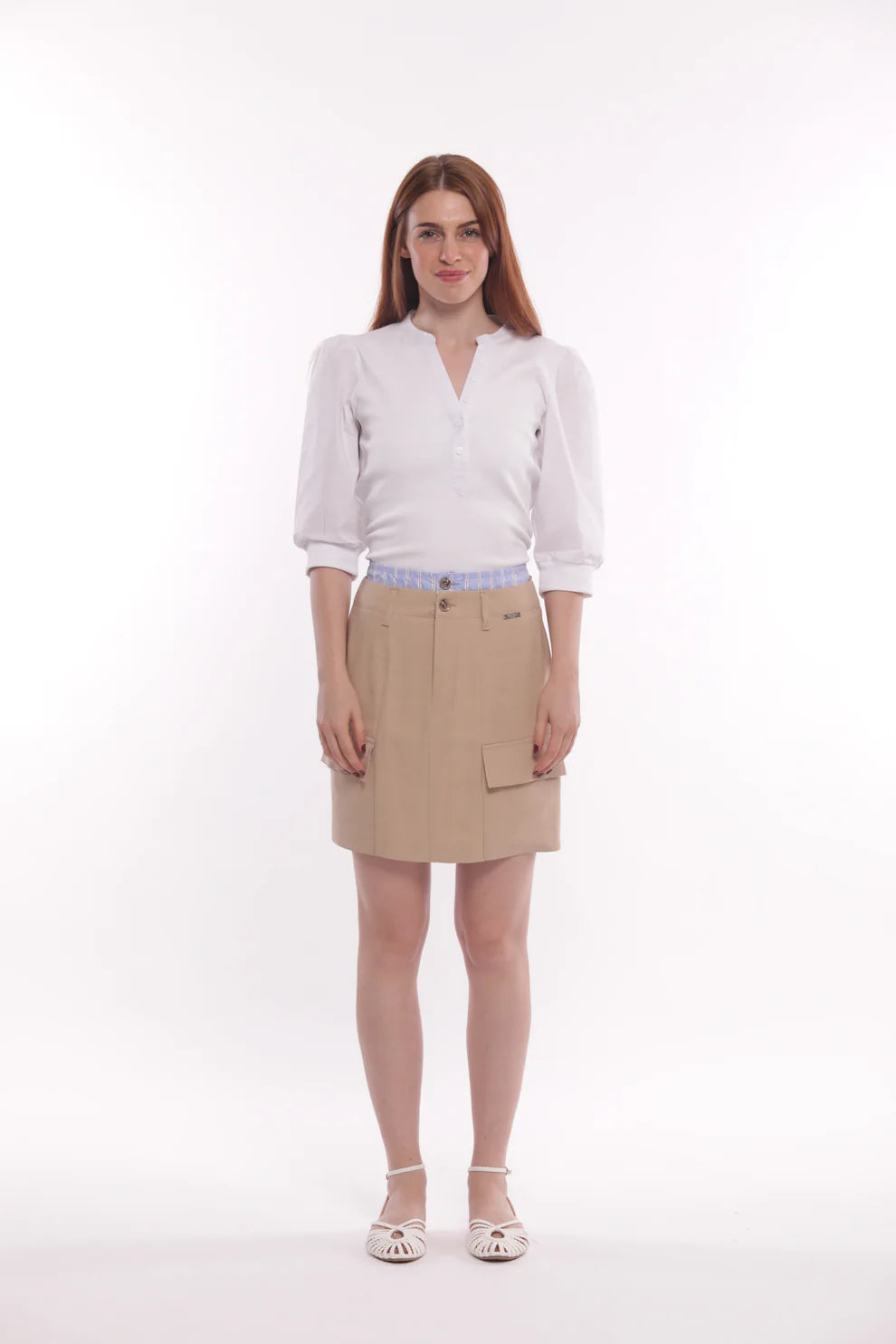 Gonna corta elegante donna Mimi Mua Beige L | Giò Fashion