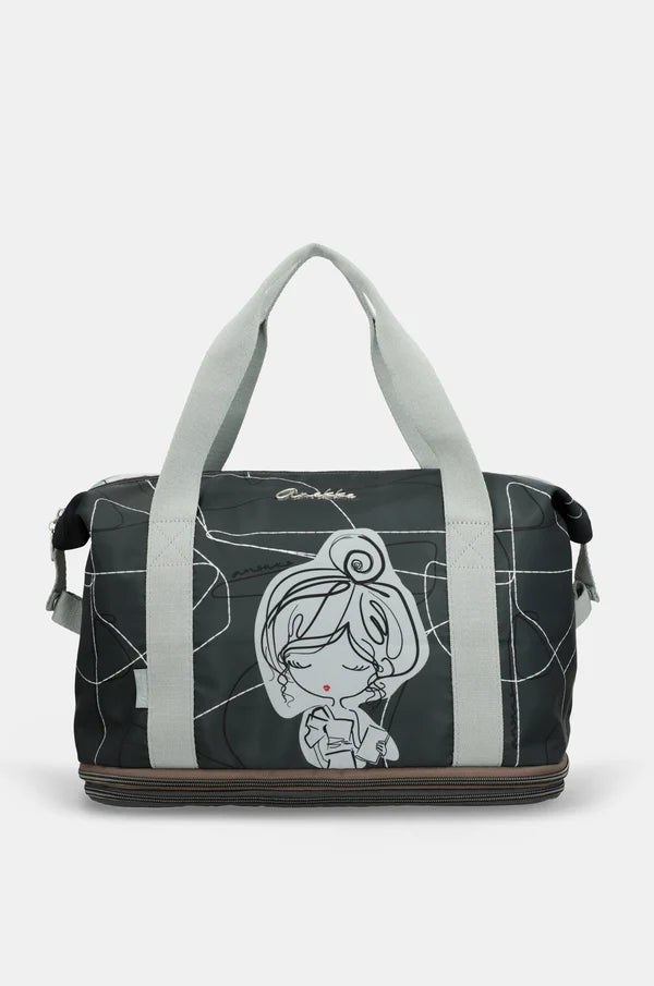 Borsone viaggio Anekke con manici doppi e tracolla design illustrato BLU TU | Giò Fashion