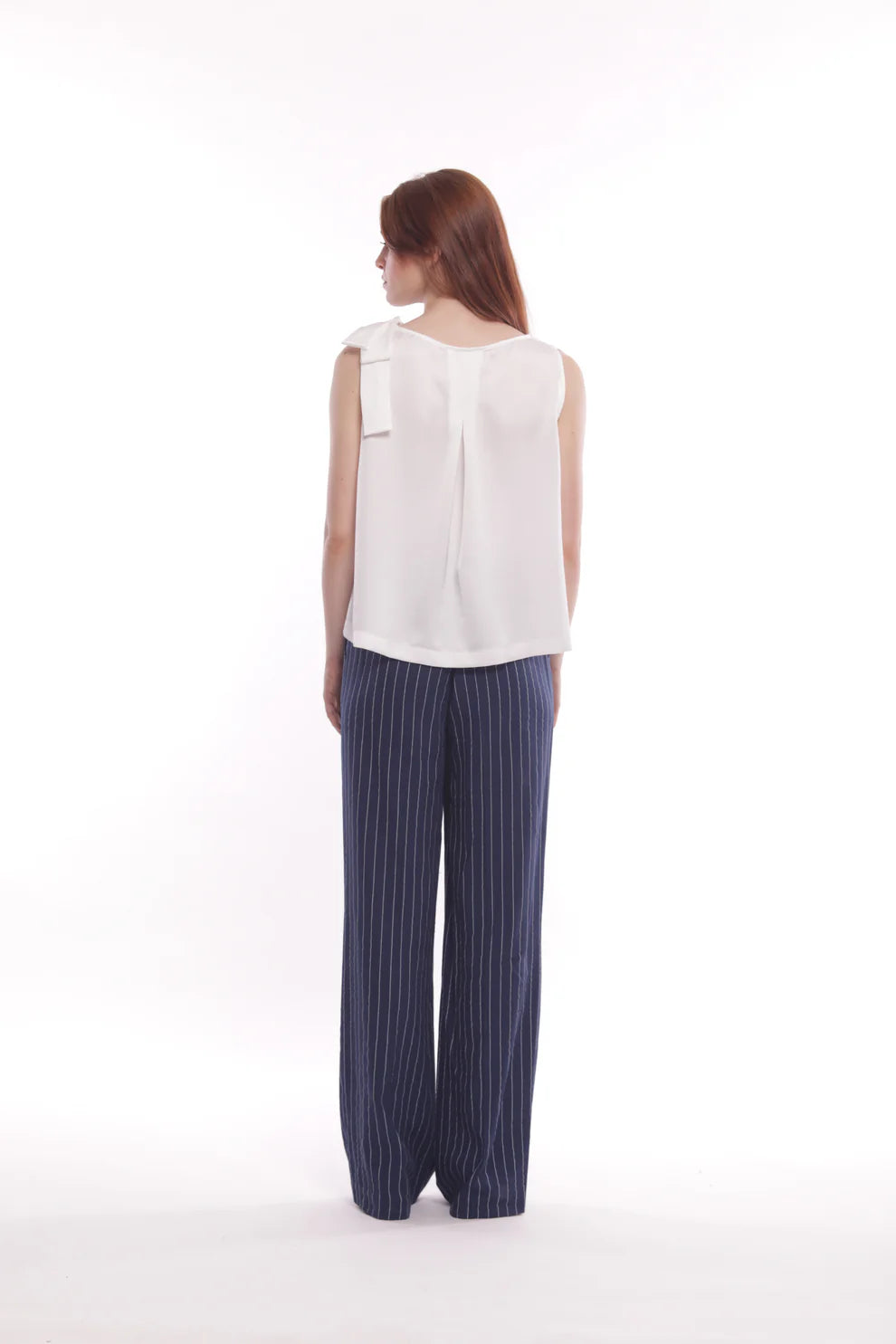 Pantaloni donna a palazzo con fantasia rigata