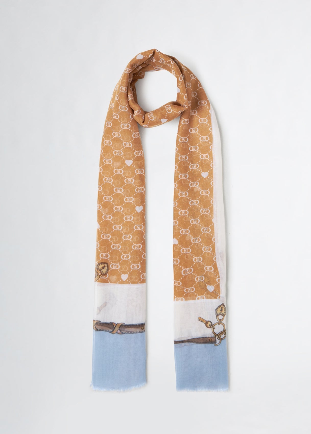 Foulard Donna Liu Jo con Fantasia Geometrica e Dettagli Iconici Marrone TU | Giò Fashion