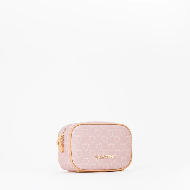 Borsa a tracolla Valentino con logo all-over e profili a contrasto Rosa TU | Giò Fashion