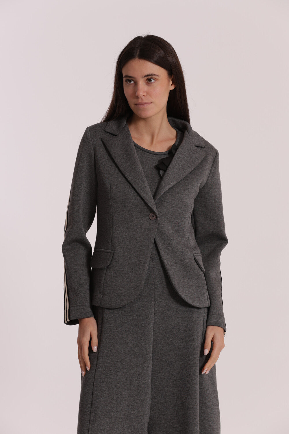 Blazer con dettagli a righe Mimi Mua Grigio M | Giò Fashion