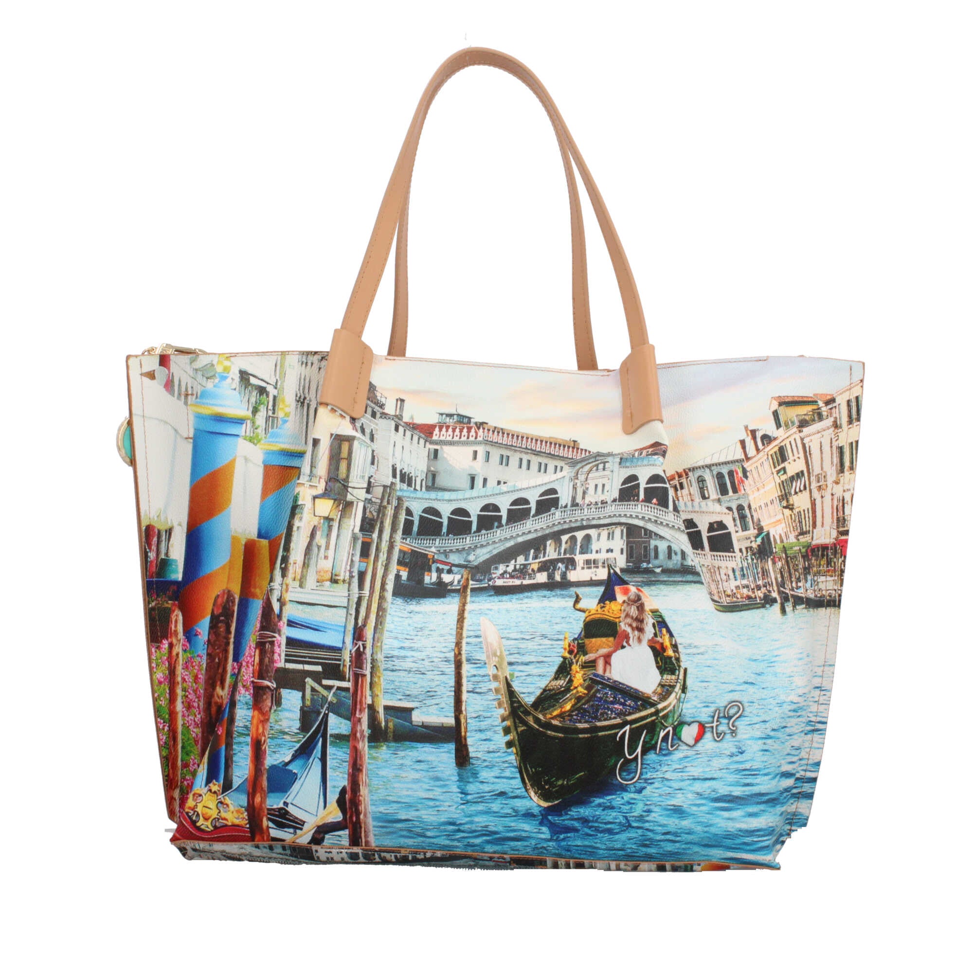 Shopping bag YNot capiente con stampa artistica e doppio manico