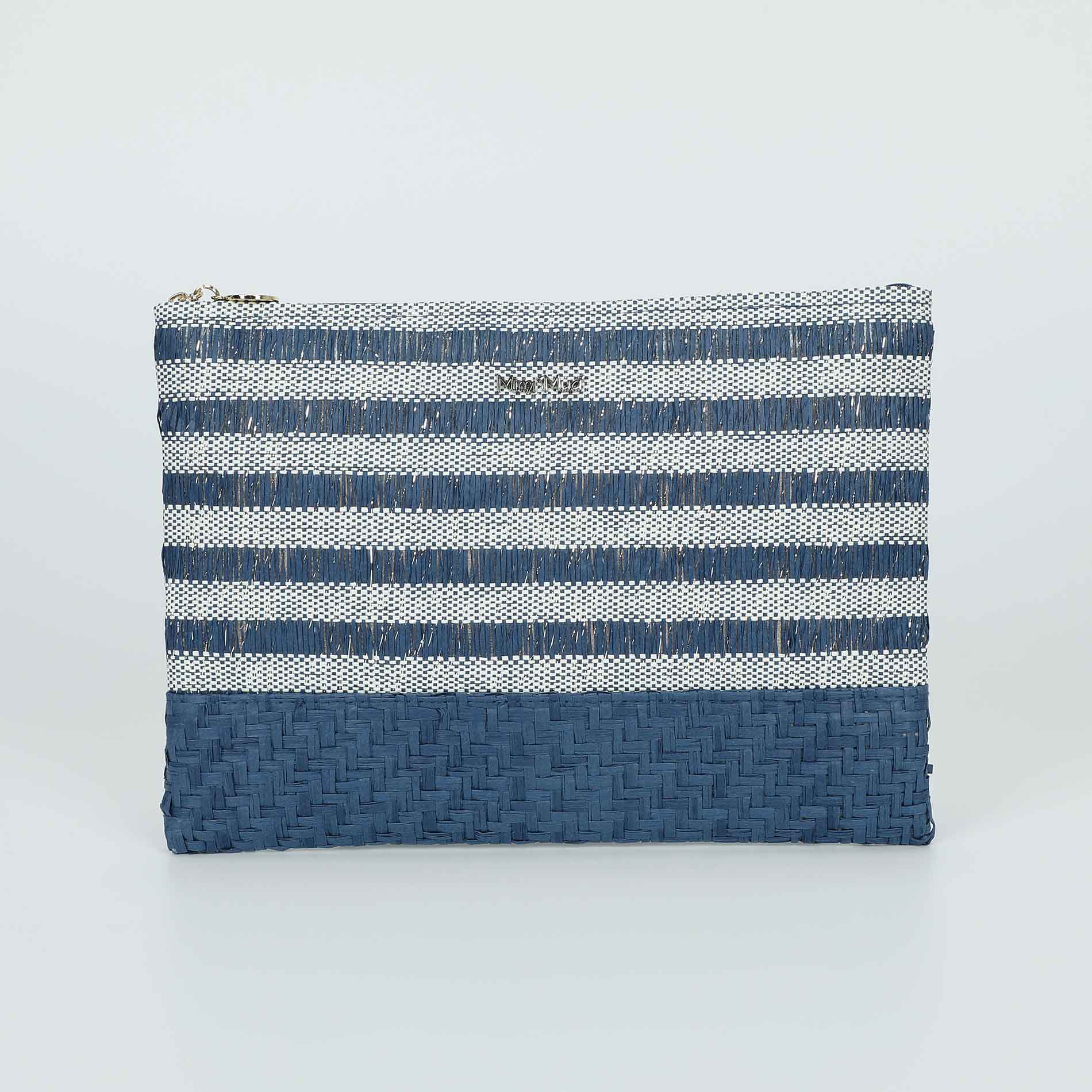 Pochette Mimi Mua in paglia intrecciata con chiusura zip