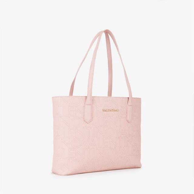 Borsa Valentino shopper con logo in rilievo e manici lunghi Rosa TU | Giò Fashion