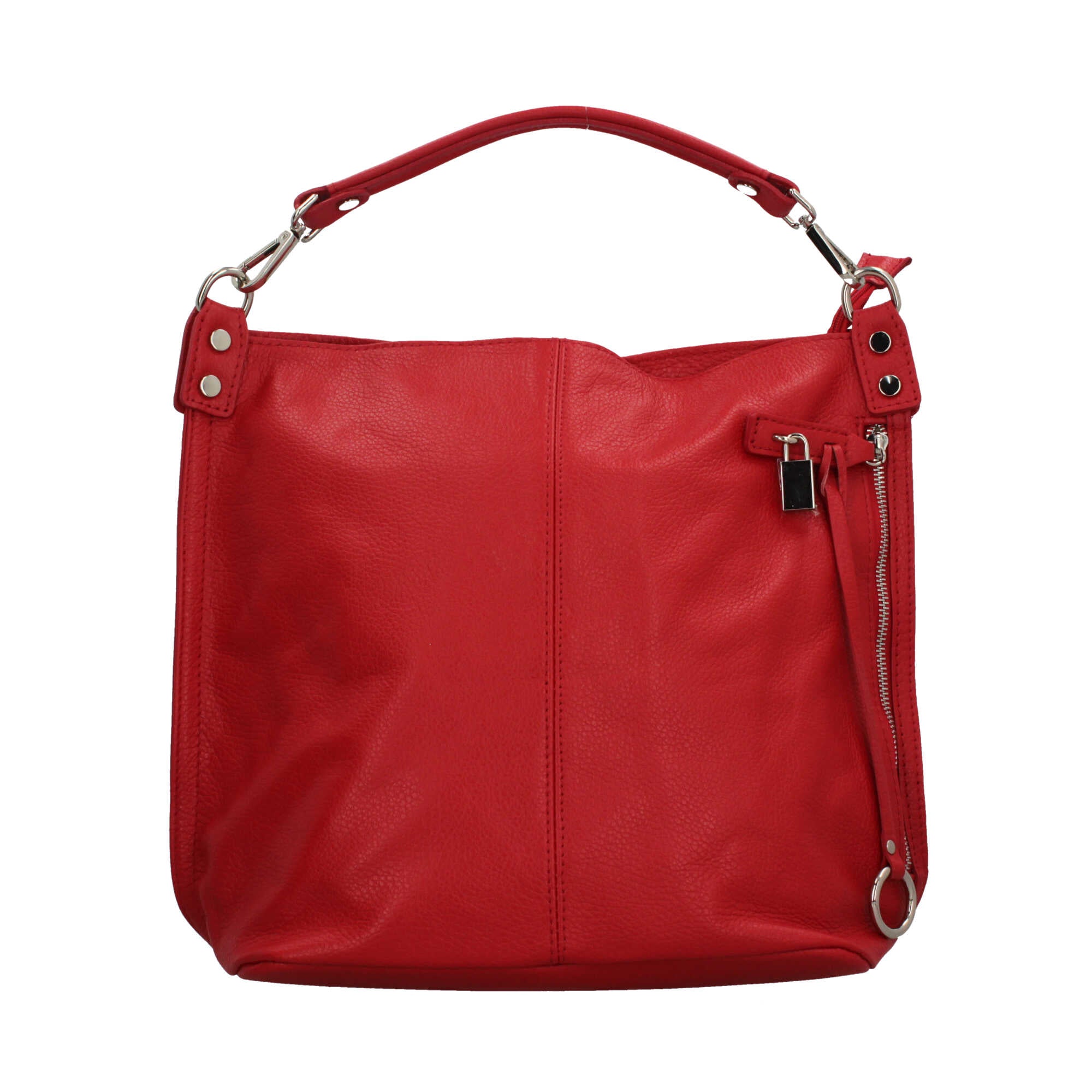 Borsa a mano in pelle martellata Made in Italy con zip laterale