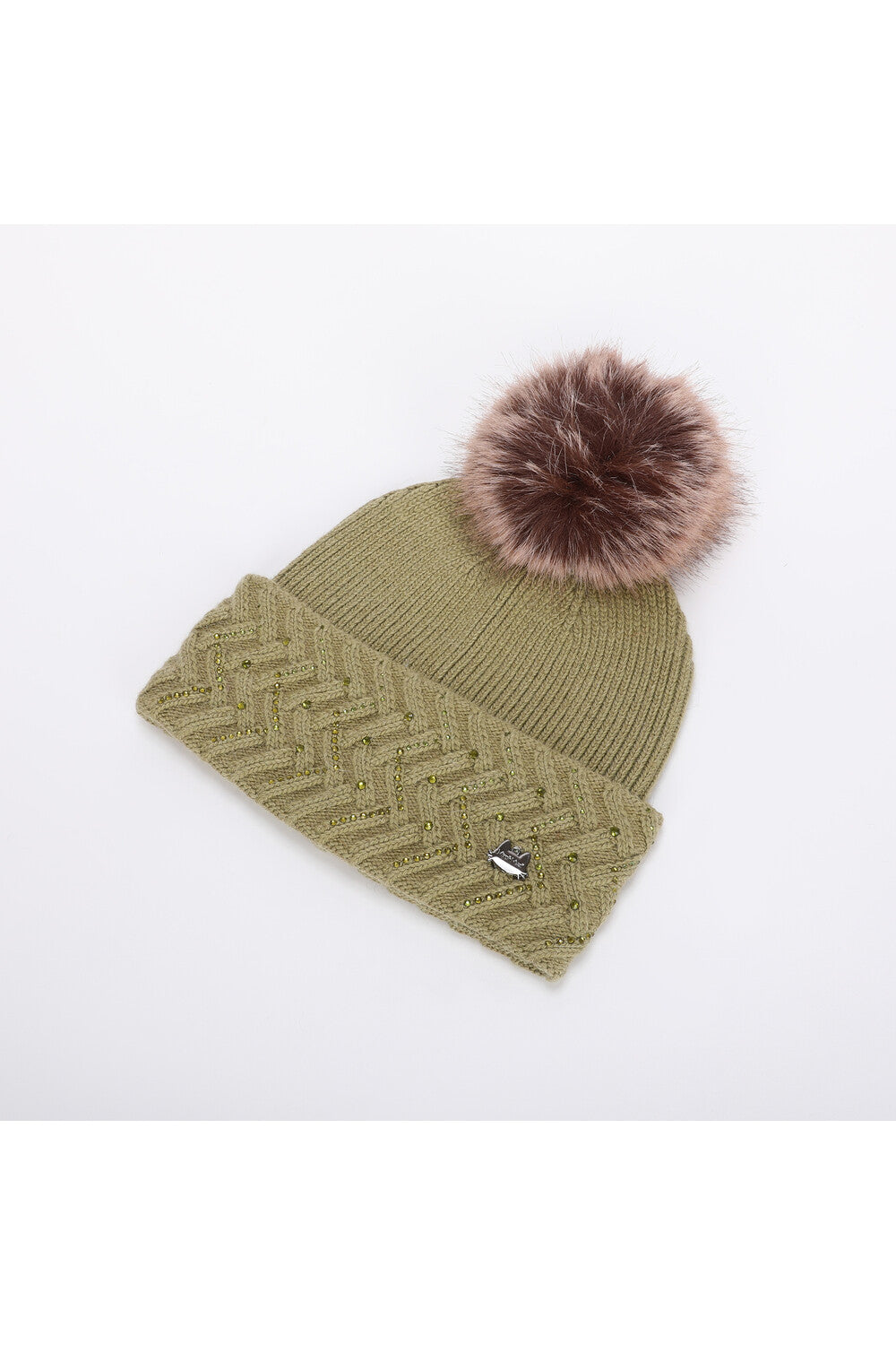 Cappello donna Mimi Mua con pon pon e lavorazione a trecce VERDE TU | Giò Fashion