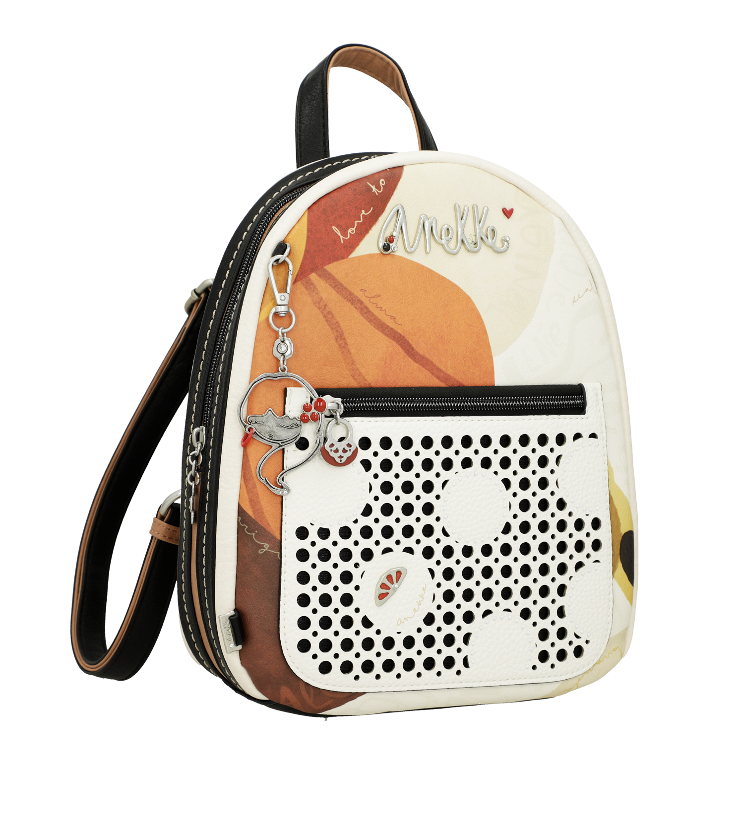 Zaino Anekke compatto con tasca traforata e charm decorativo Bianco TU | Giò Fashion