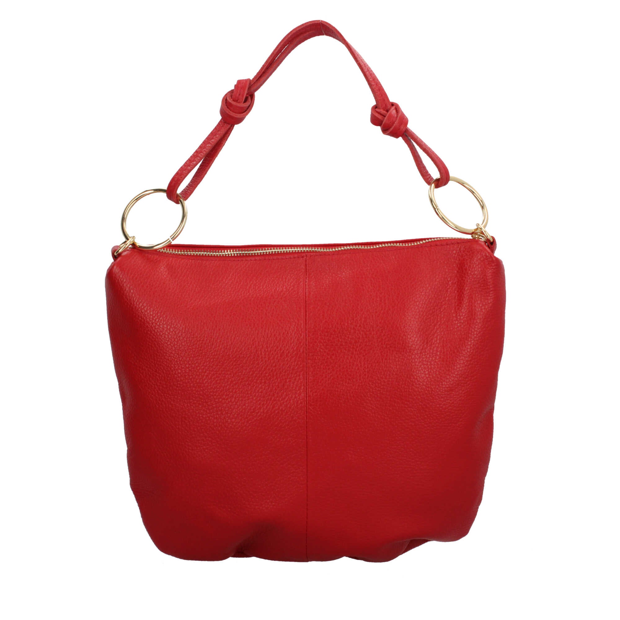 Borsa a spalla in pelle Made in Italy con manico ad anelli