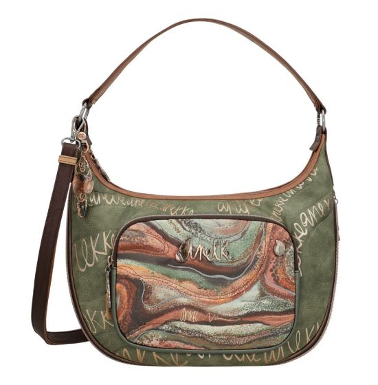 Borsa a spalla Anekke con stampa artistica e doppio manico VERDE TU | Giò Fashion