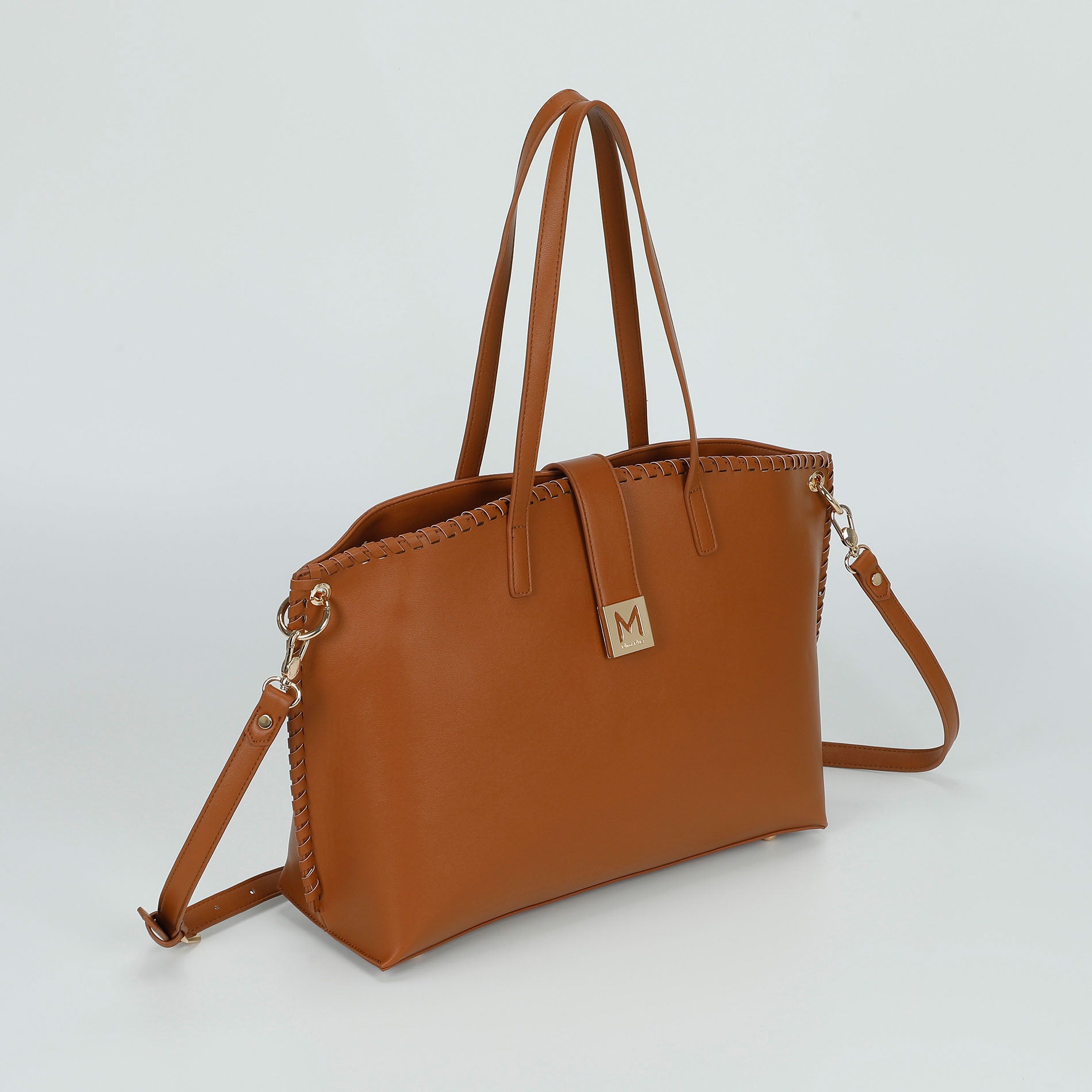 Mimi Mua shopping bag con bordi intrecciati e tracolla removibile Marrone TU | Giò Fashion