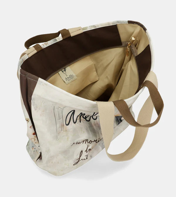 Borsa Shopper Anekke con Illustrazione Artistica e Manici Resistenti