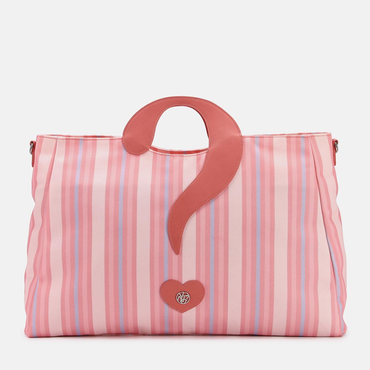 YNot borsa shopping a righe con punto interrogativo