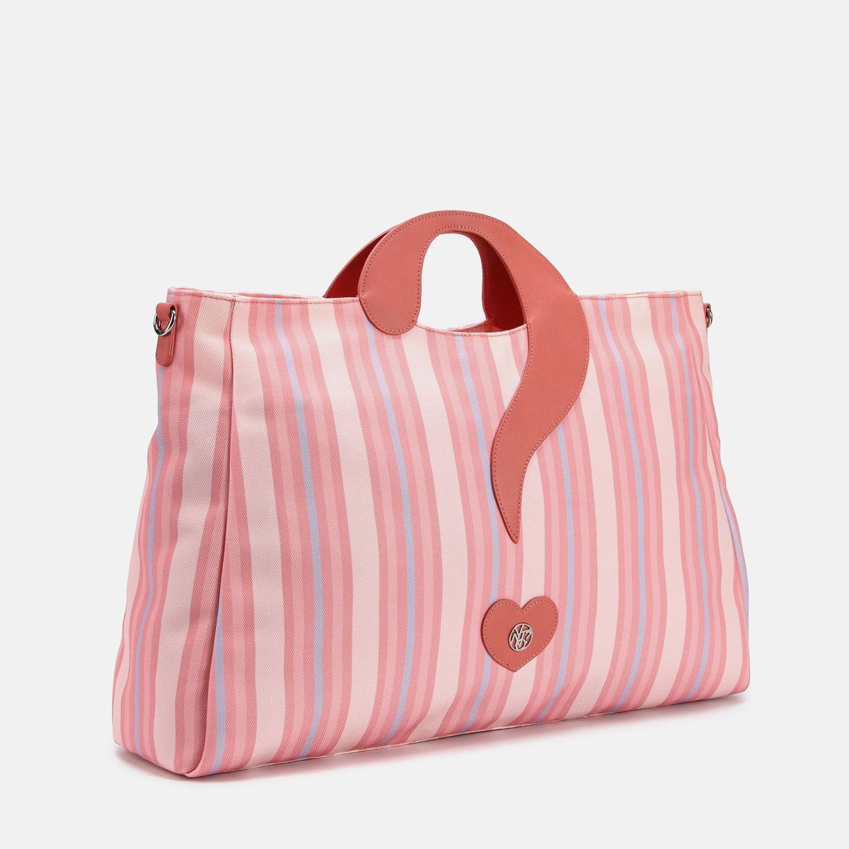 YNot borsa shopping a righe con punto interrogativo