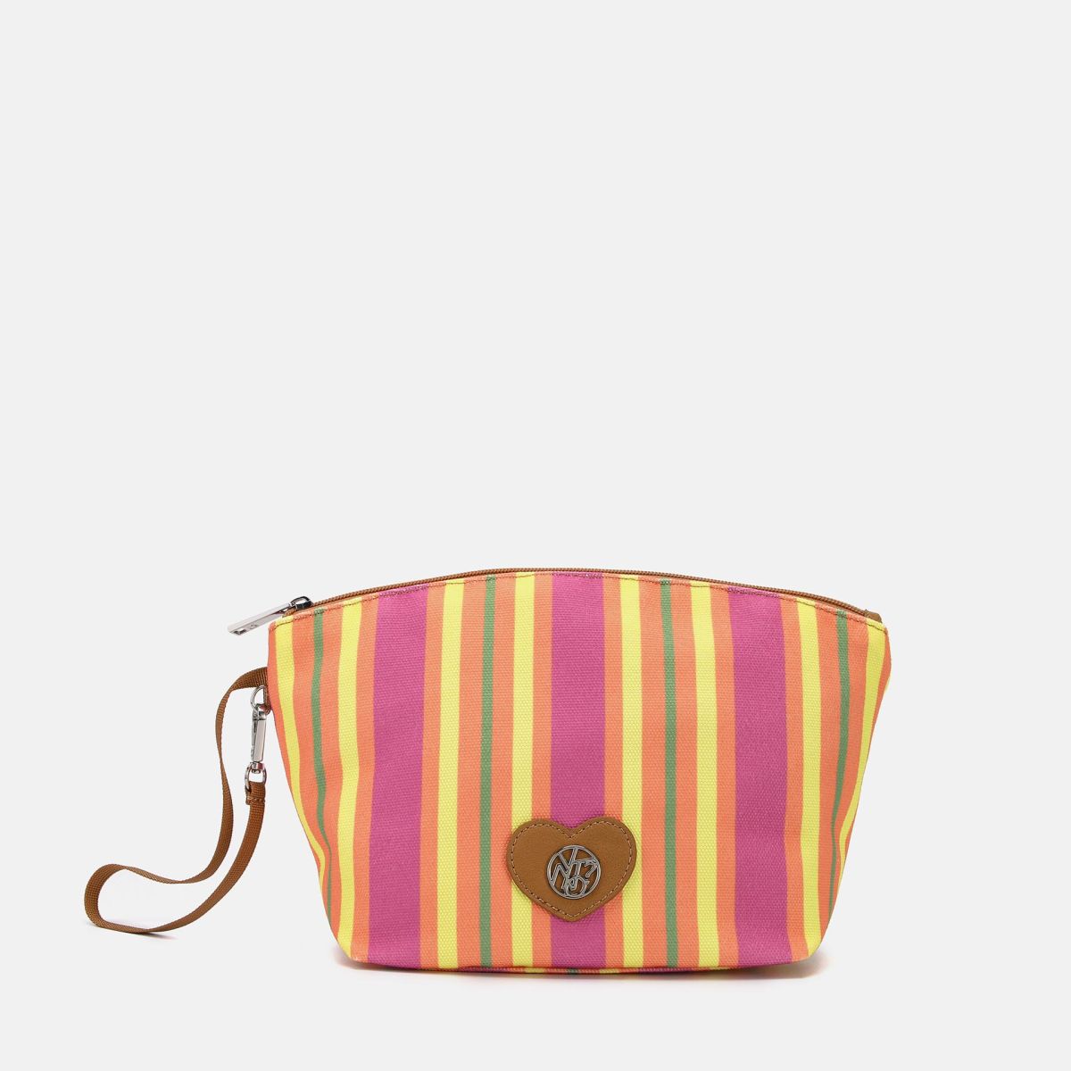 YNot beauty case a righe multicolor con logo a cuore