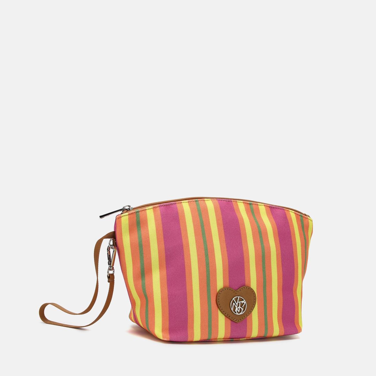 YNot beauty case a righe multicolor con logo a cuore