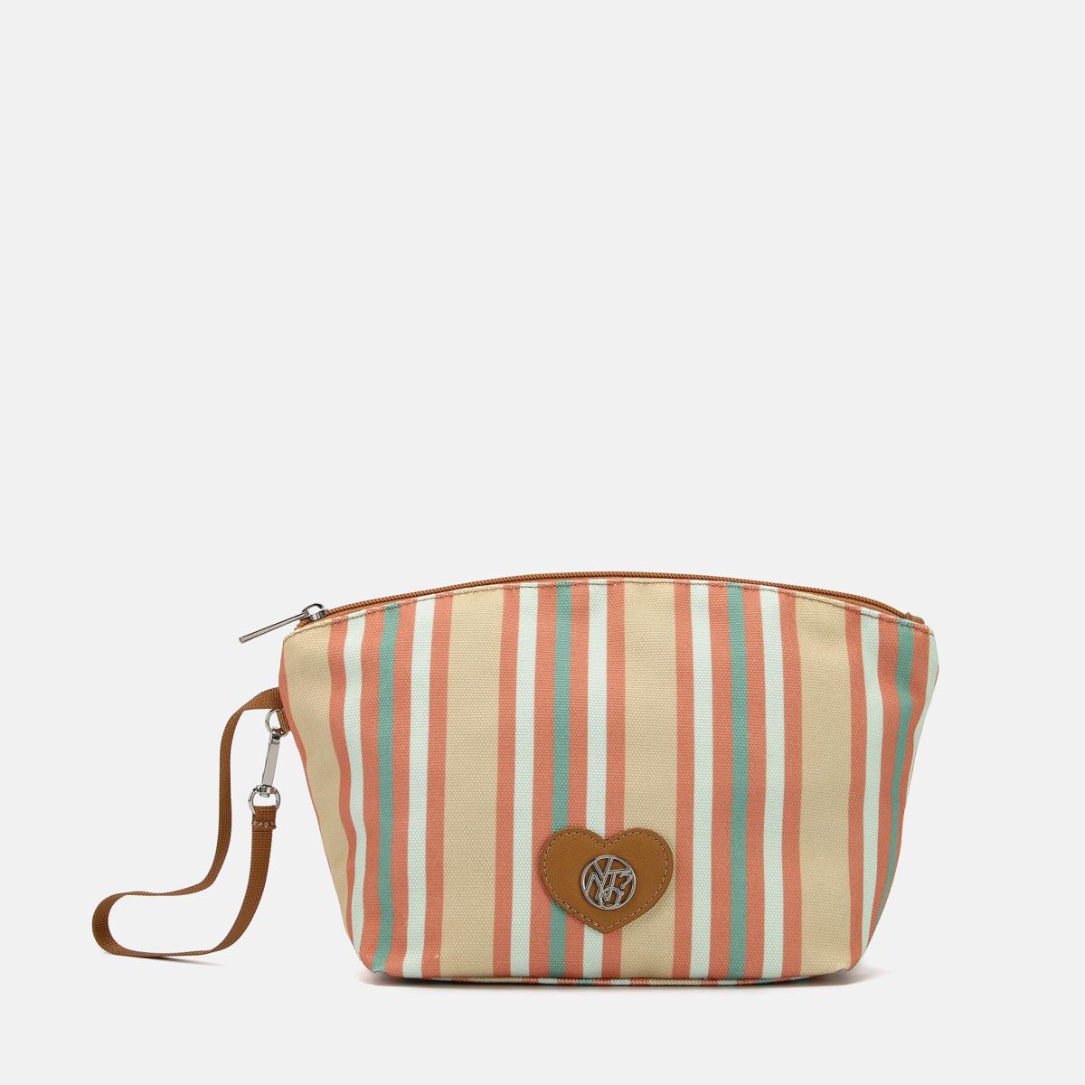 YNot beauty case a righe multicolor con logo a cuore