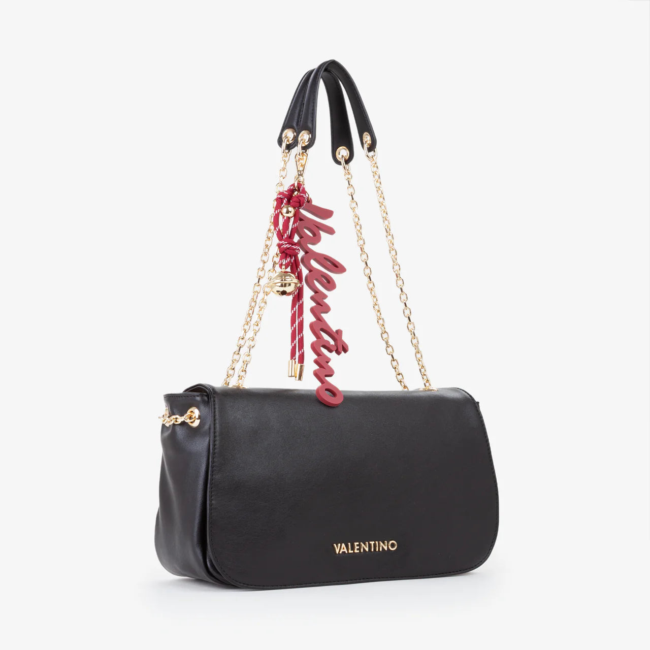 Valentino borsa a spalla con catena e charm logo