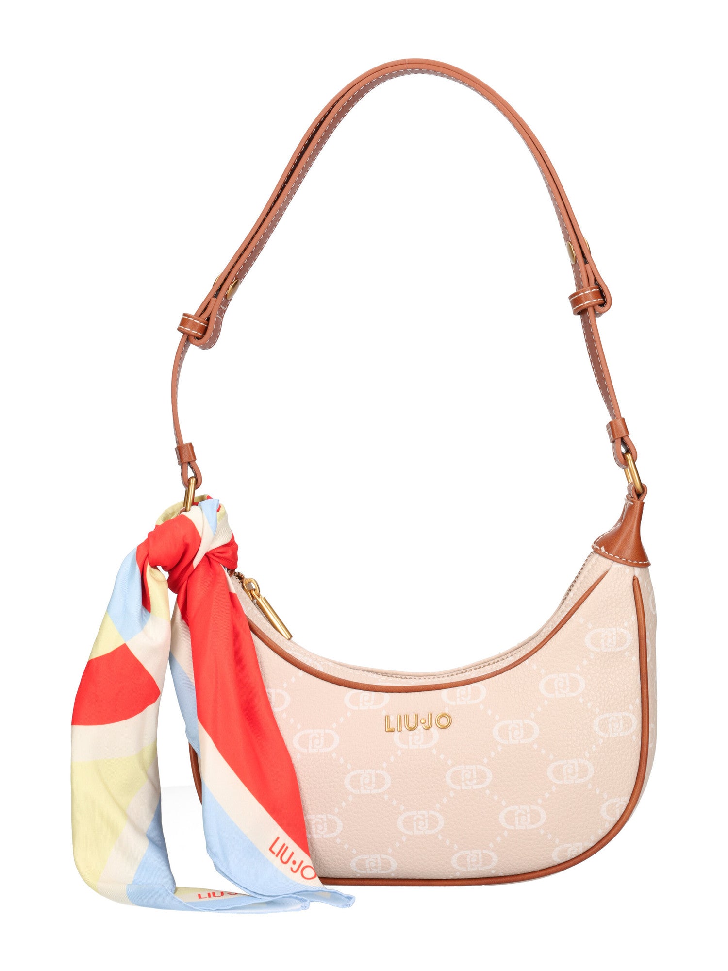 Liu Jo borsa a spalla con foulard e stampa monogram Beige TU | Giò Fashion