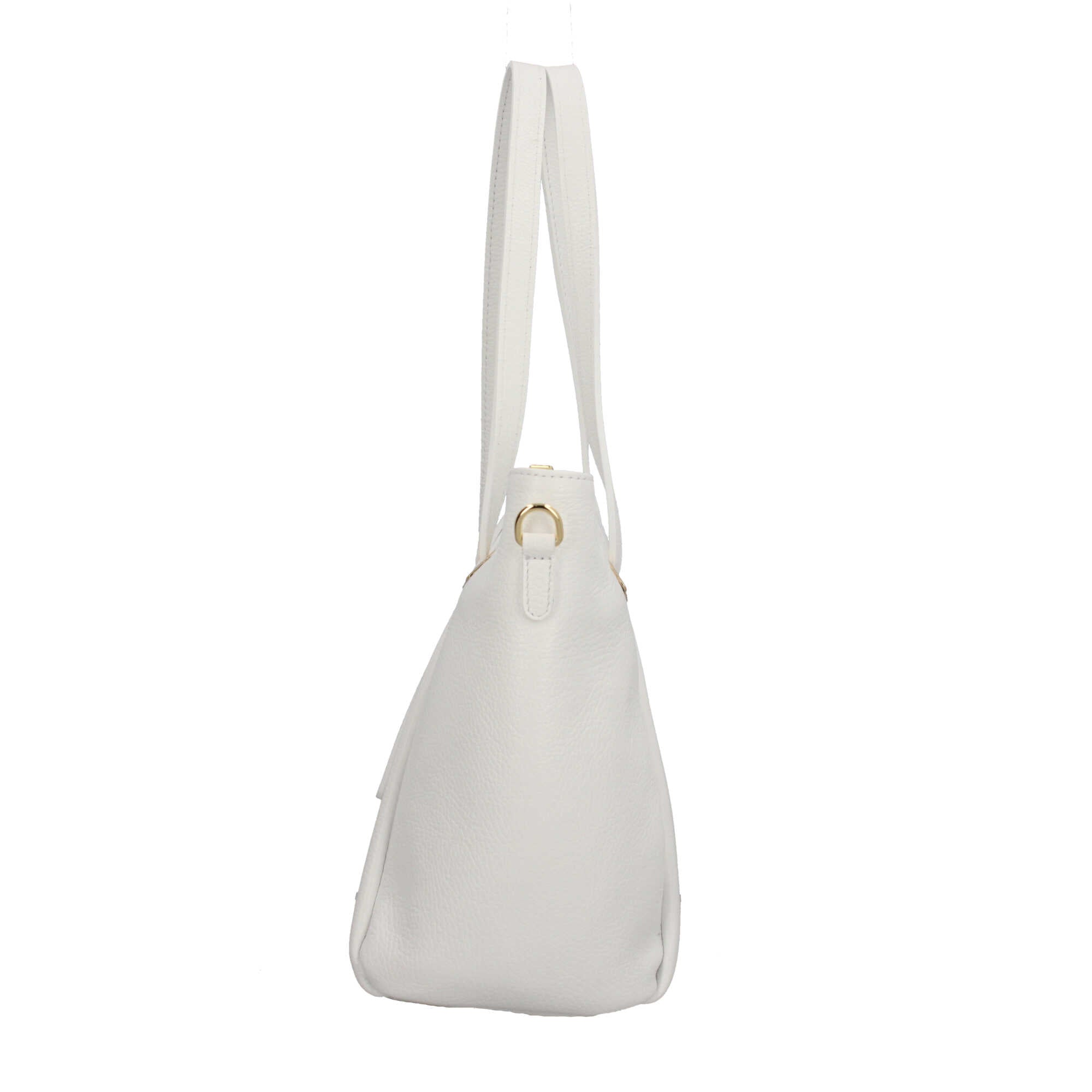 Borsa Made in Italy in vera pelle con tasche frontali e manici lunghi