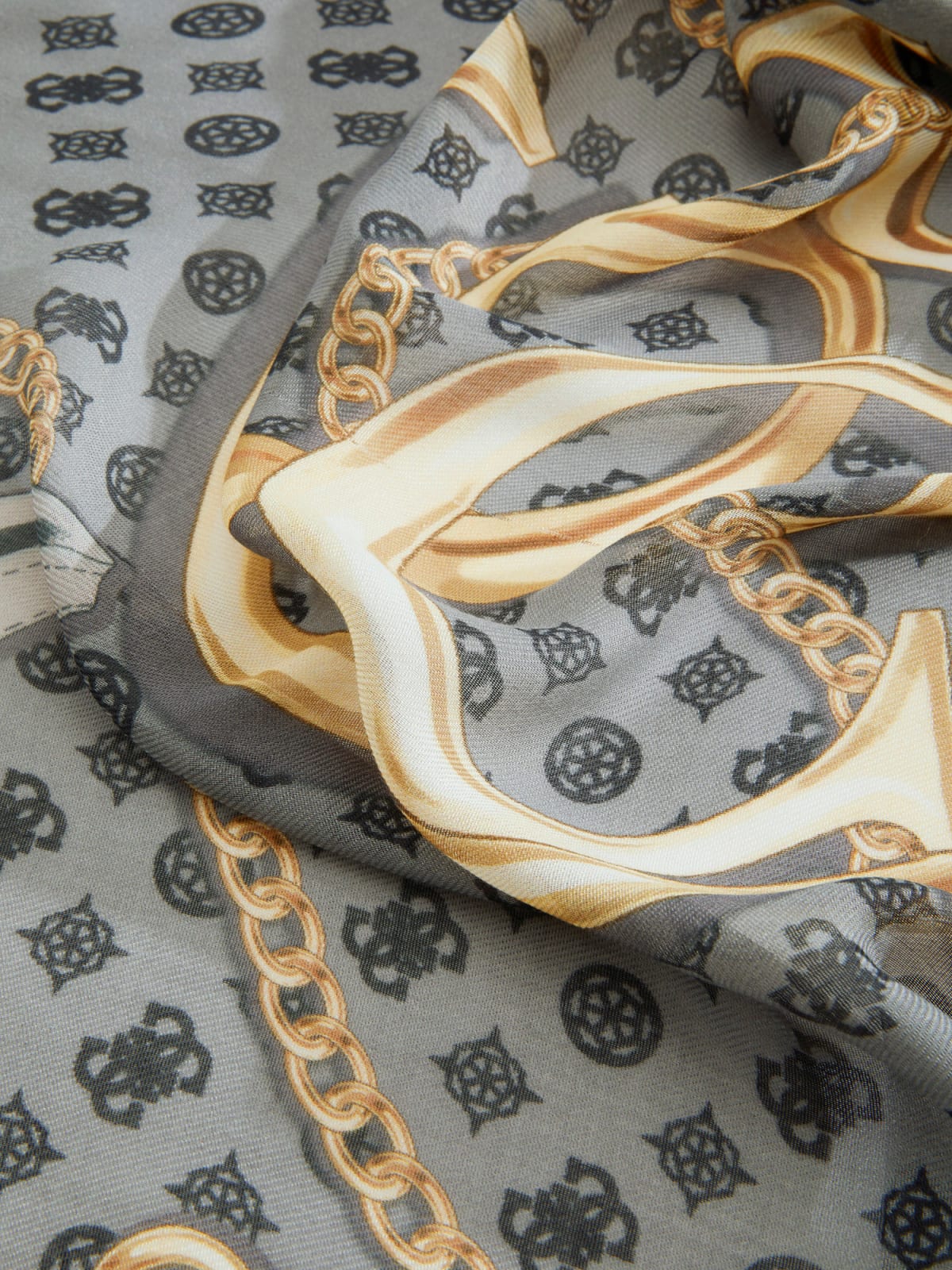 Foulard Guess donna con motivo catene e logo centrale Nero TU | Giò Fashion