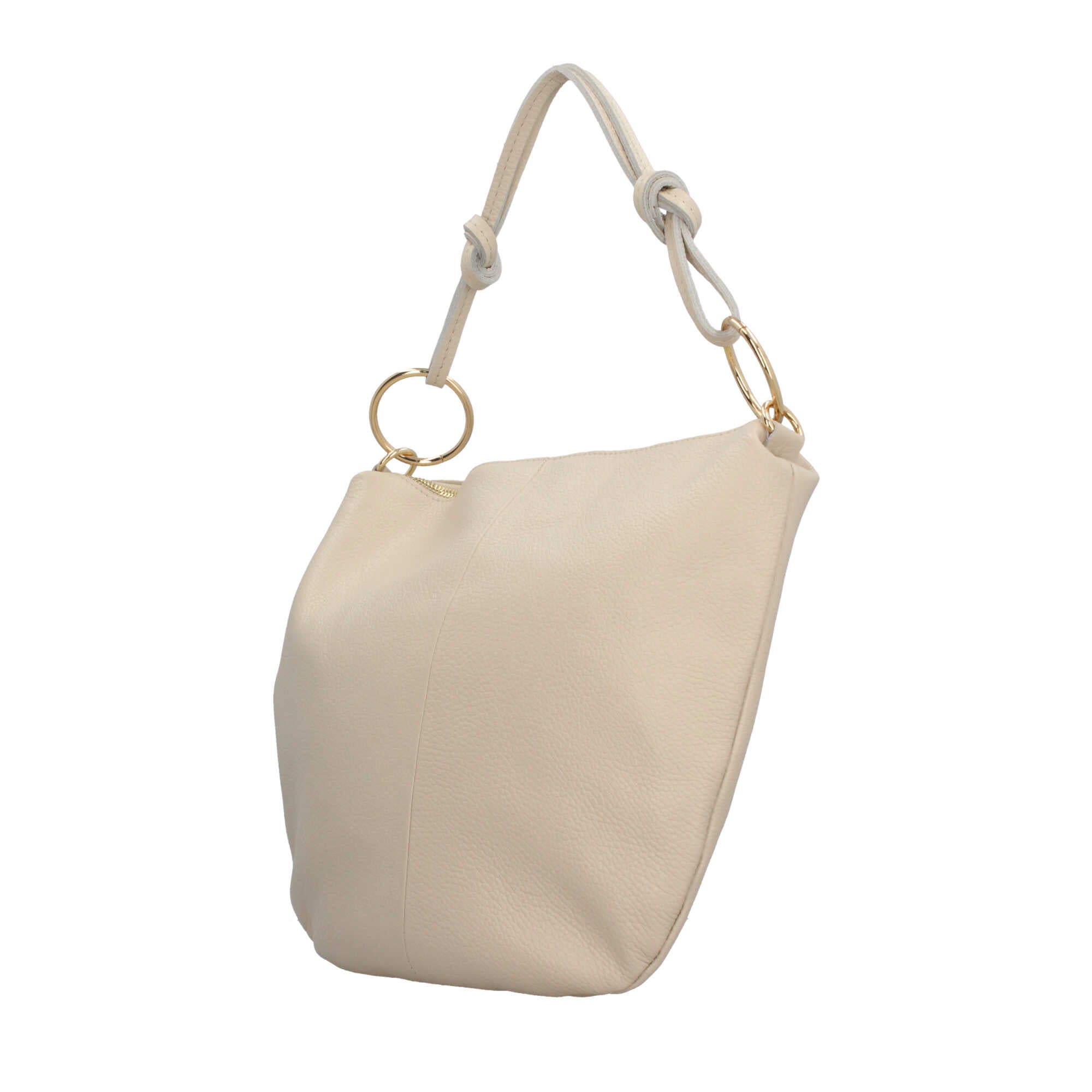 Borsa a spalla in pelle Made in Italy con manico ad anelli