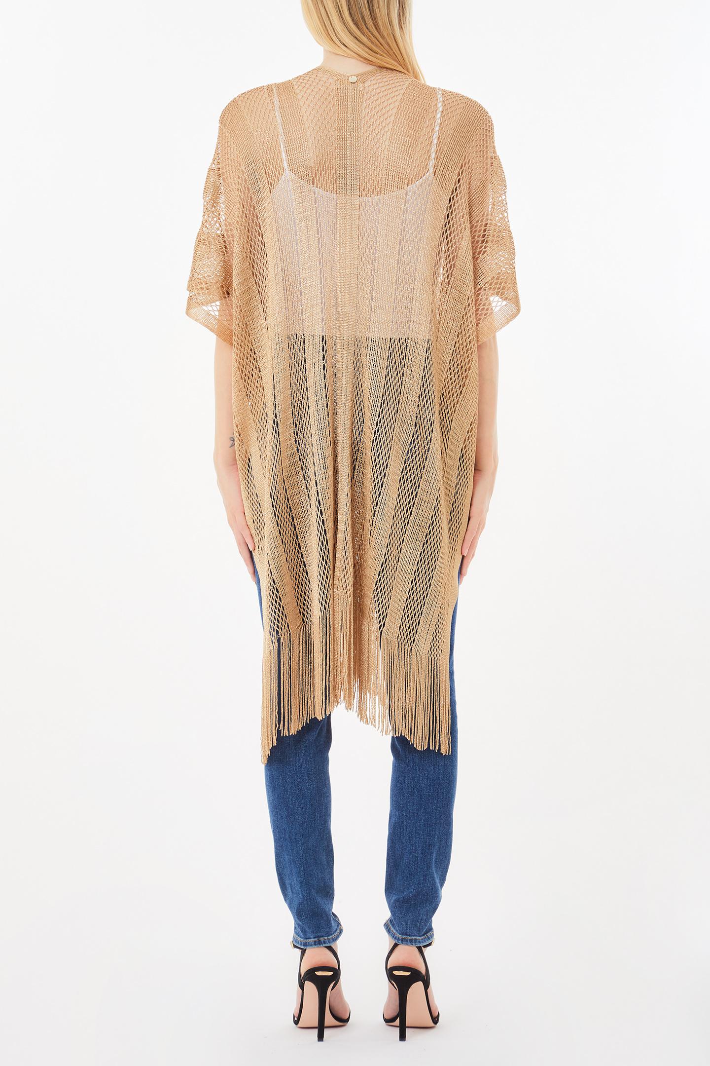 Liu Jo cardigan traforato con frange in stile boho chic Beige TU | Giò Fashion