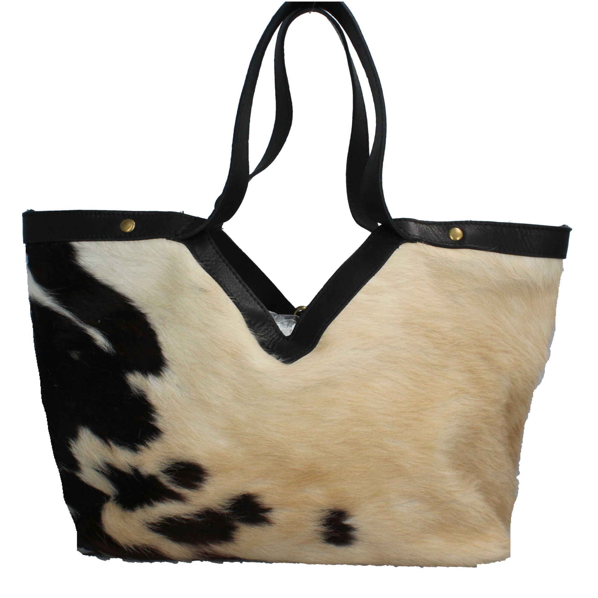 Borsa bauletto Made in Italy in pelle con pelo naturale e tracolla