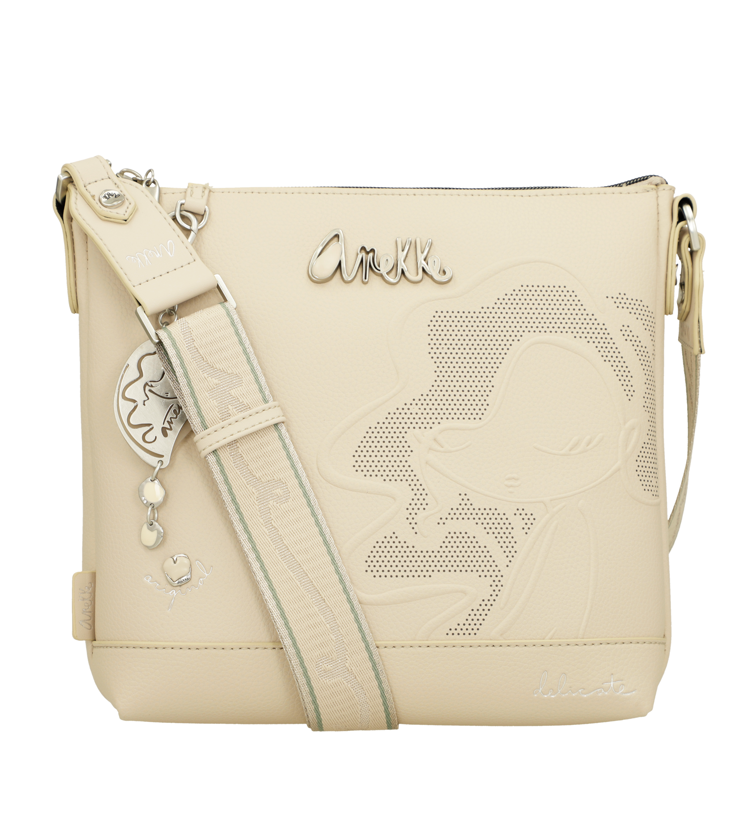 Borsa a tracolla Anekke con dettagli traforati e charm Beige TU | Giò Fashion