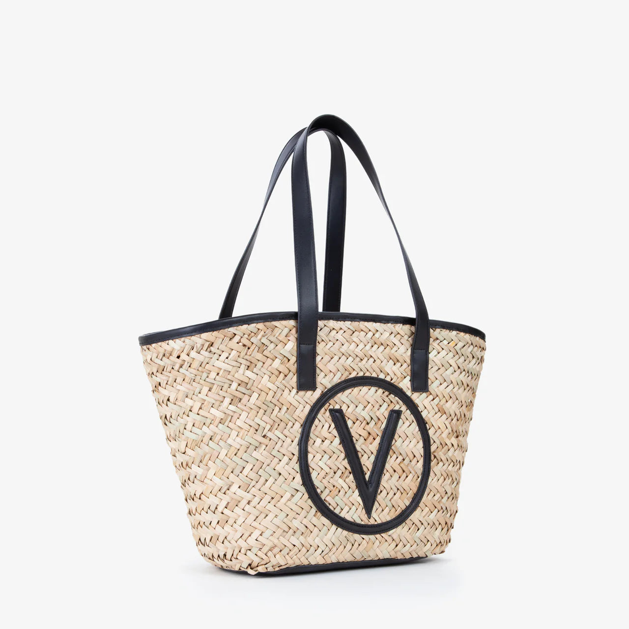 Borsa shopping Valentino in paglia con logo frontale