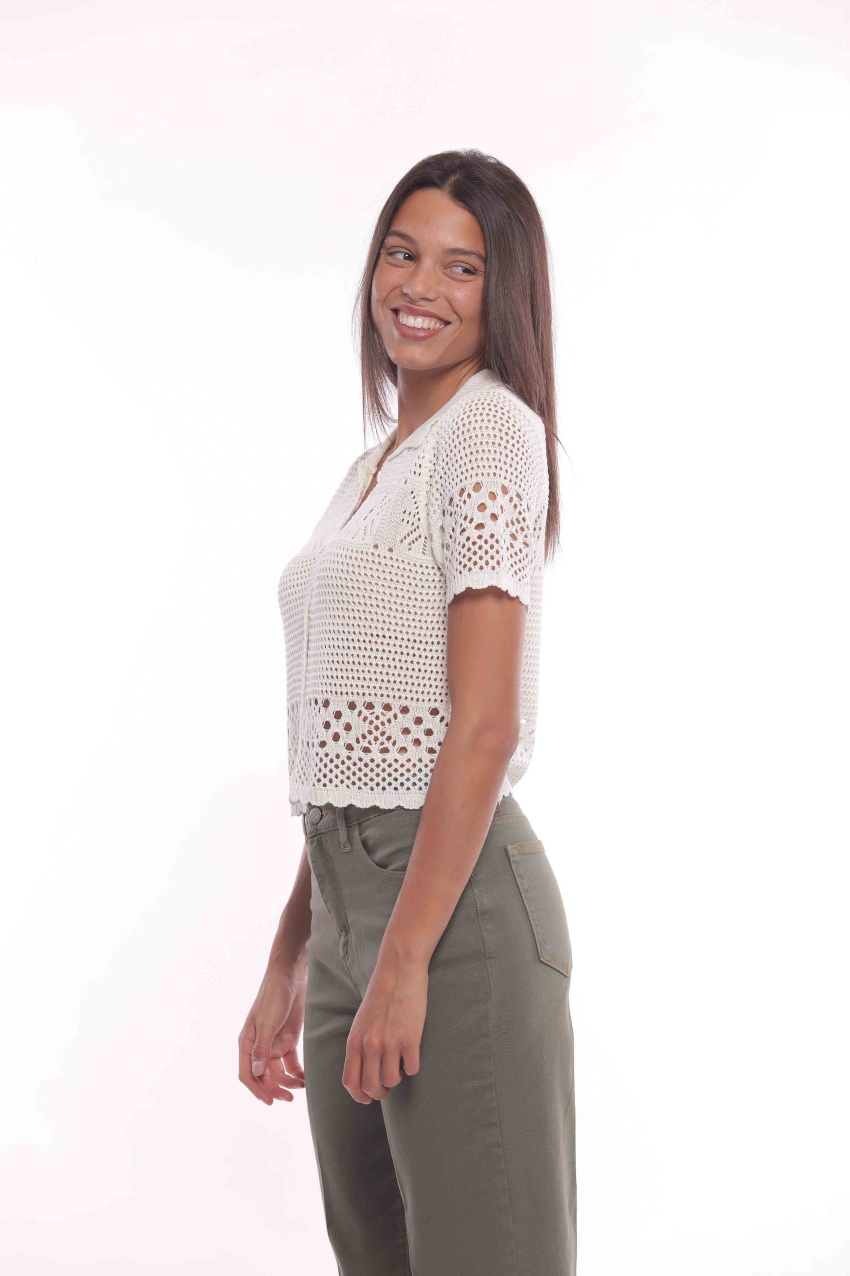 Cardigan Corto in Crochet con Maniche Corte Mimi Mua