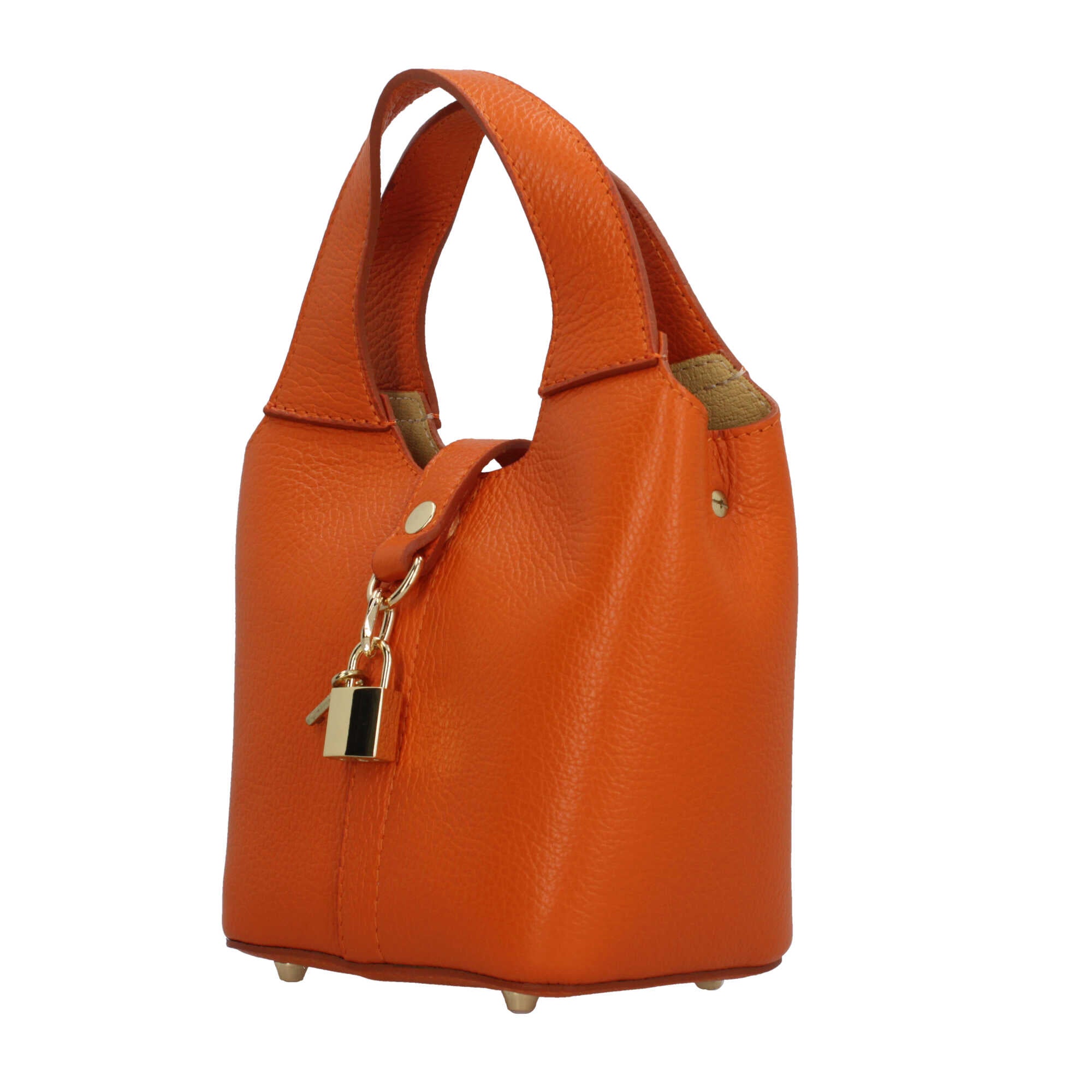 Borsa Made in Italy a mano in vera pelle con chiusura a lucchetto