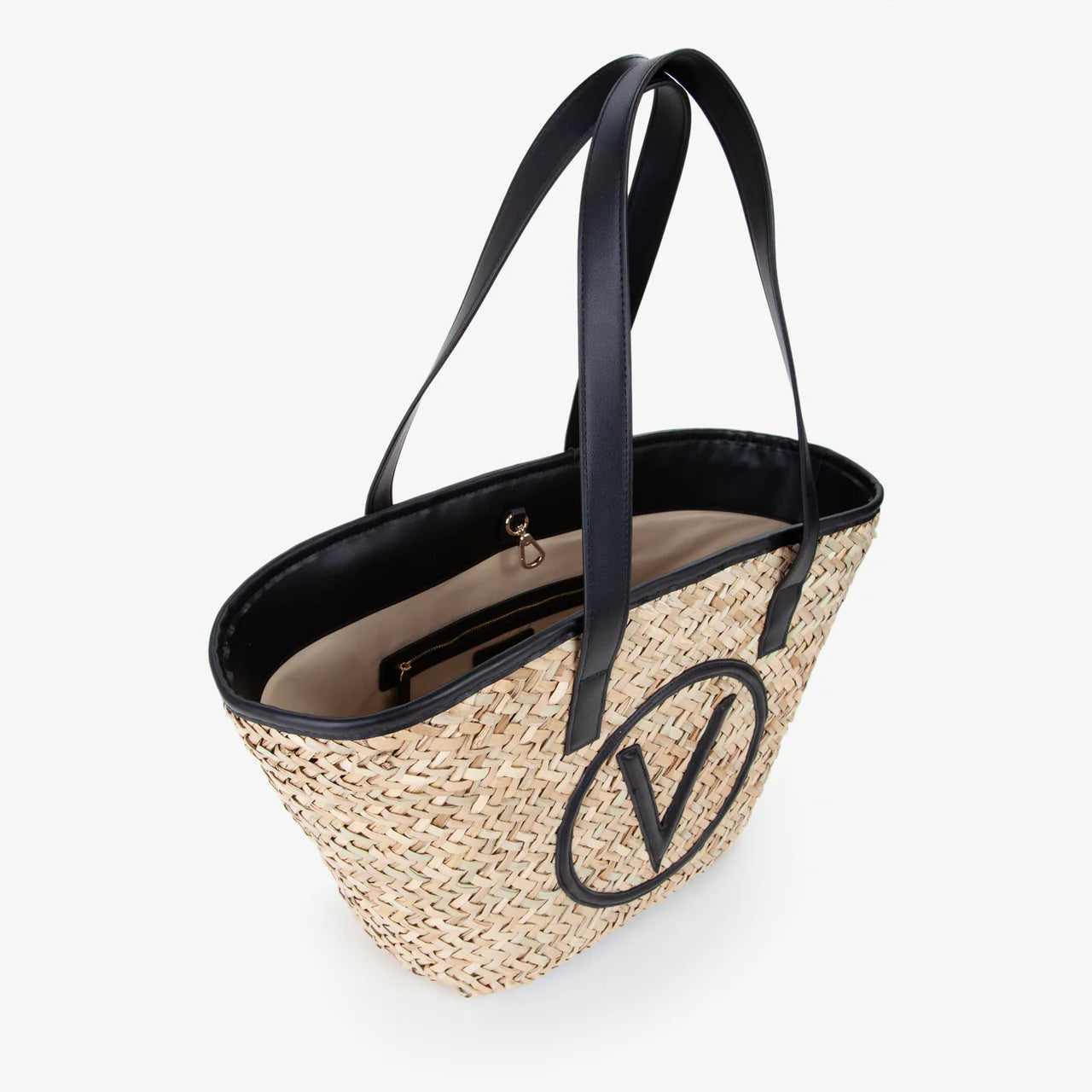 Borsa shopping Valentino in paglia con logo frontale