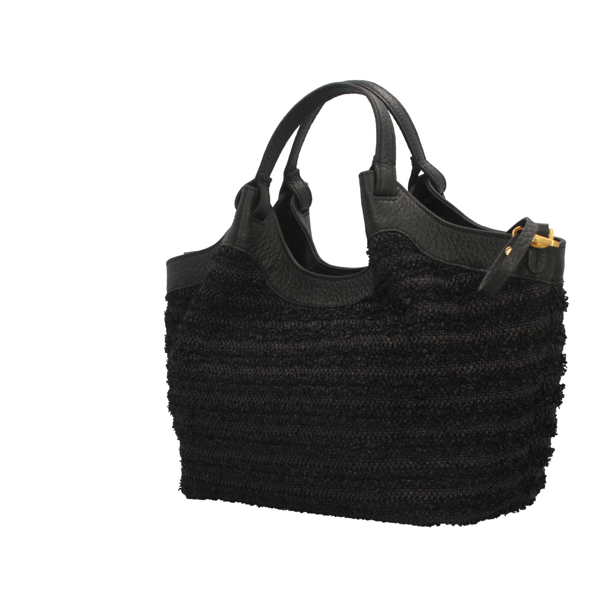 Borsa a mano Gianni Chiarini Dua in paglia con dettagli in pelle Nero TU | Giò Fashion