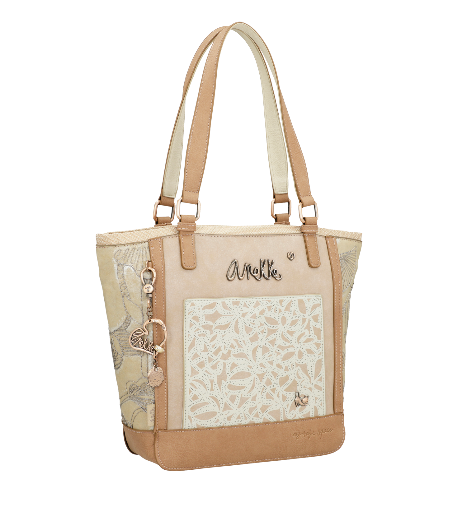 Borsa shopper Anekke elegante e spaziosa con dettagli ricamati Beige TU | Giò Fashion