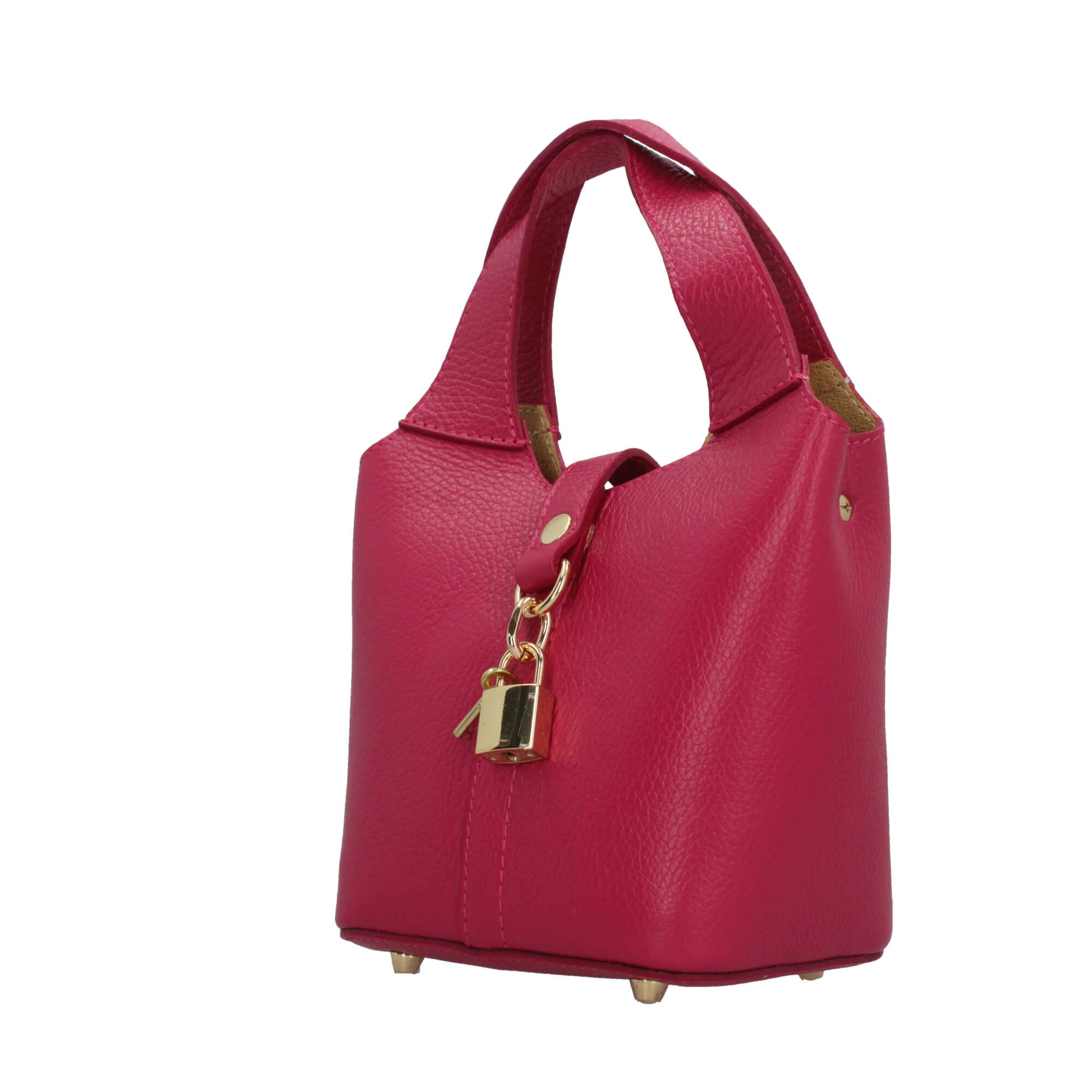 Borsa Made in Italy a mano in vera pelle con chiusura a lucchetto