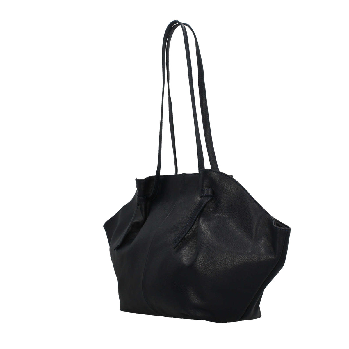 Borsa Made in Italy morbida in vera pelle con doppio manico Blu TU | Giò Fashion