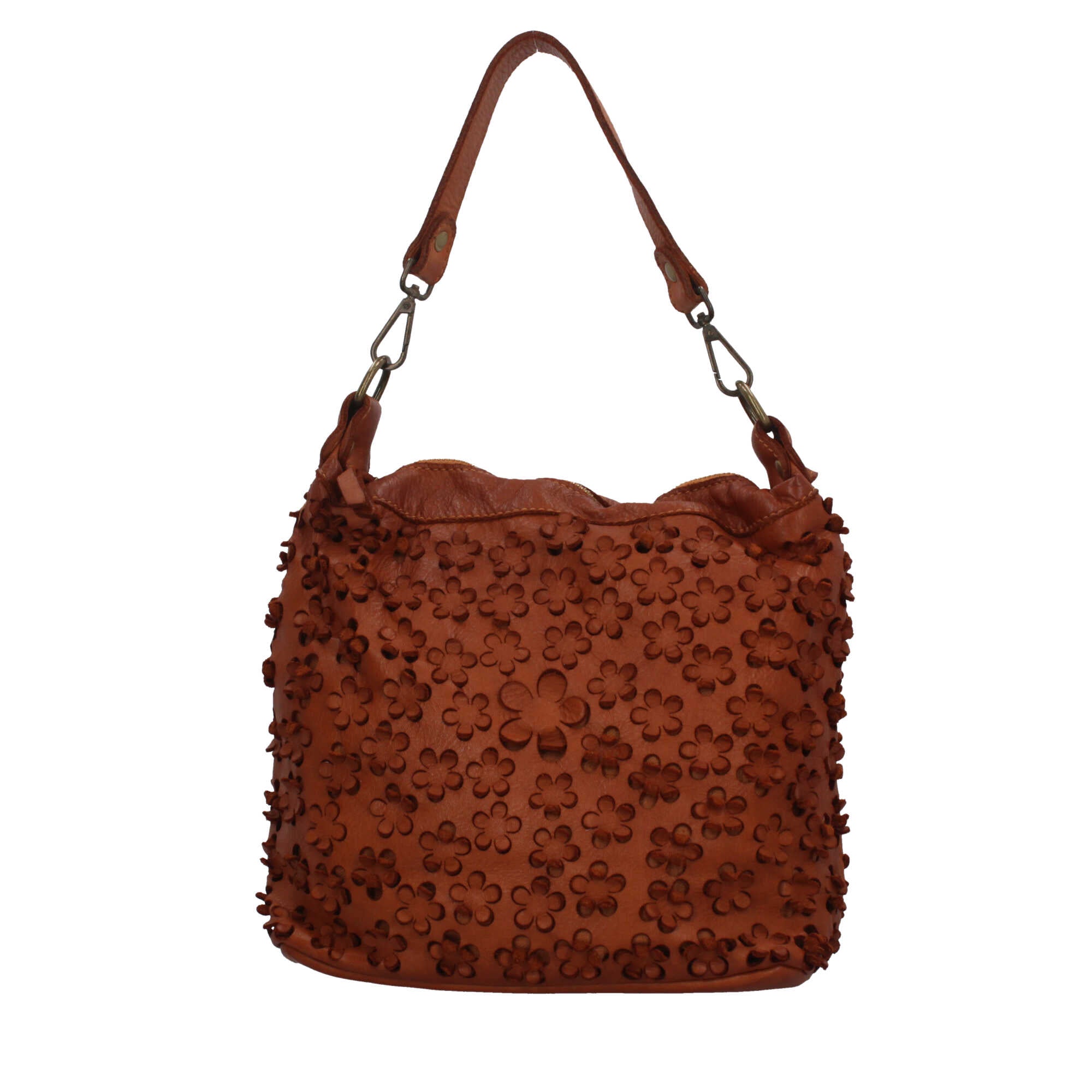 Borsa Made in Italy in vera pelle con lavorazione intrecciata a pannelli