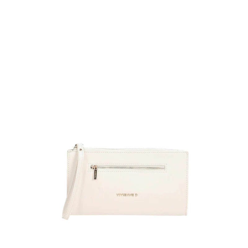 Portafoglio Vivienne D donna con zip e laccetto design pratico elegante Bianco TU | Giò Fashion