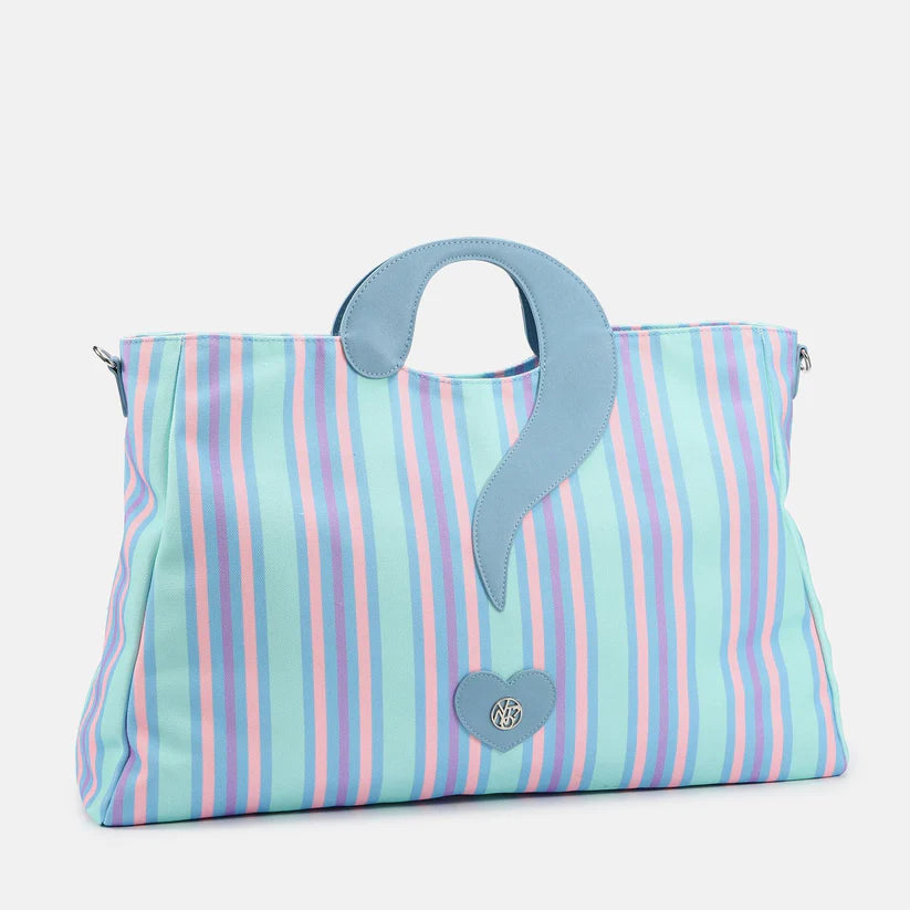 YNot borsa shopping a righe con punto interrogativo