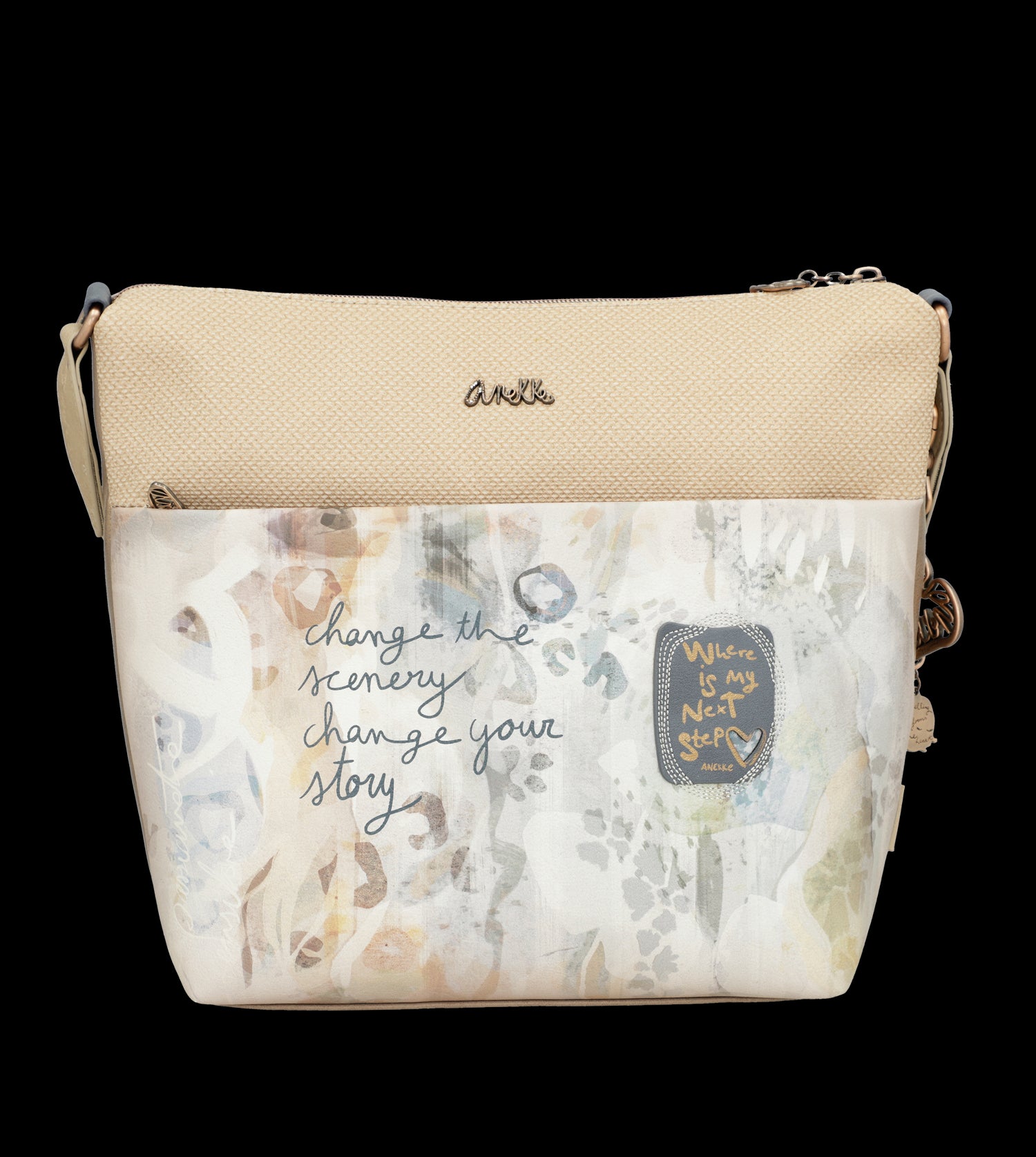 Borsa a tracolla Anekke elegante e capiente con dettagli ricamati