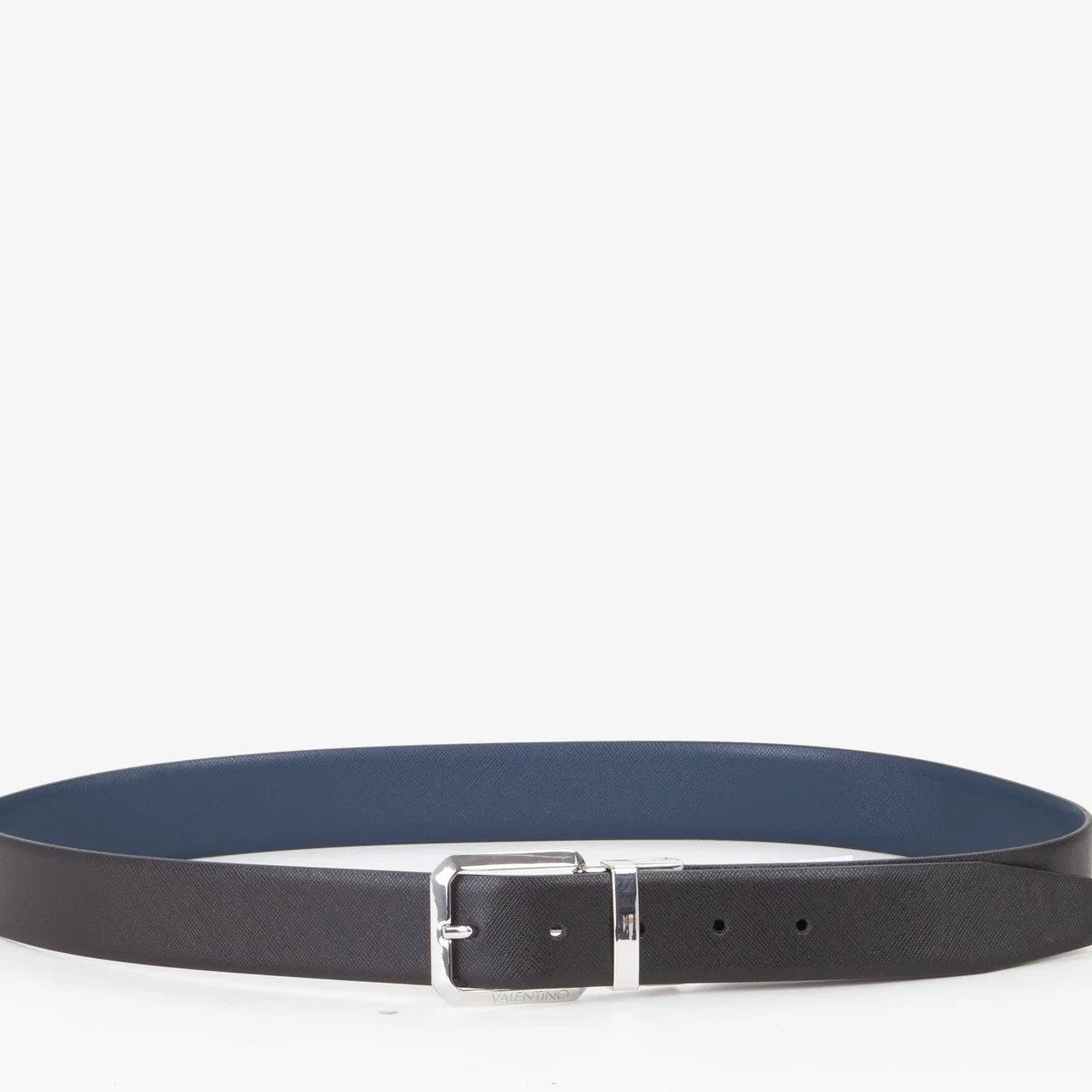 Cintura uomo Valentino in pelle reversibile con fibbia argentata