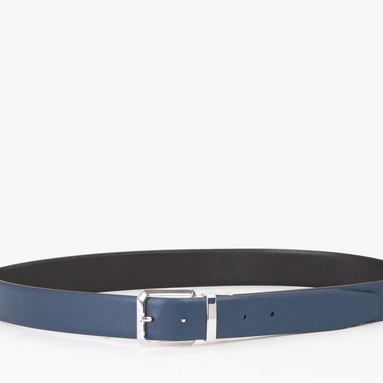 Cintura uomo Valentino in pelle reversibile con fibbia argentata