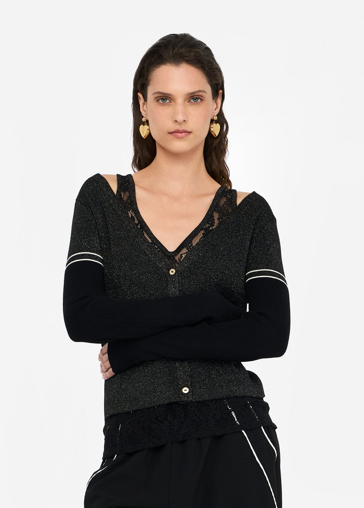 Cardigan Liu Jo con dettagli in pizzo Nero L | Giò Fashion