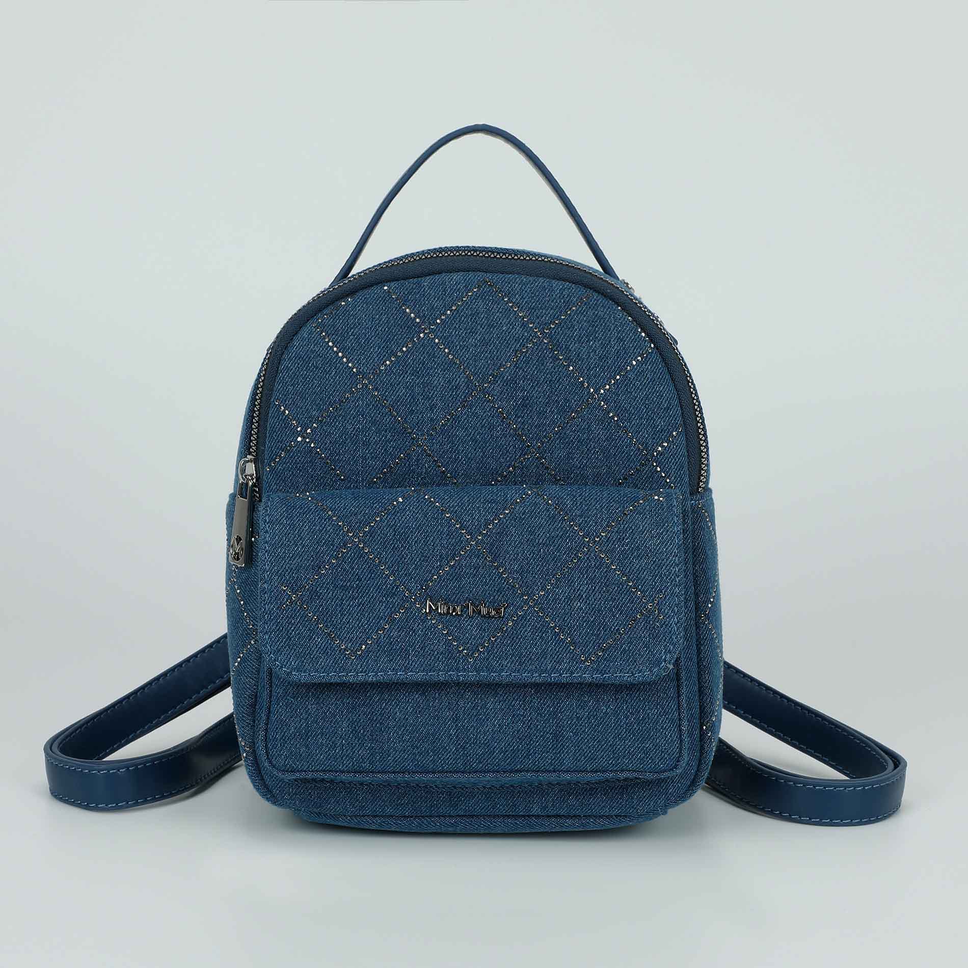 Mimi Mua zaino in jeans con strass